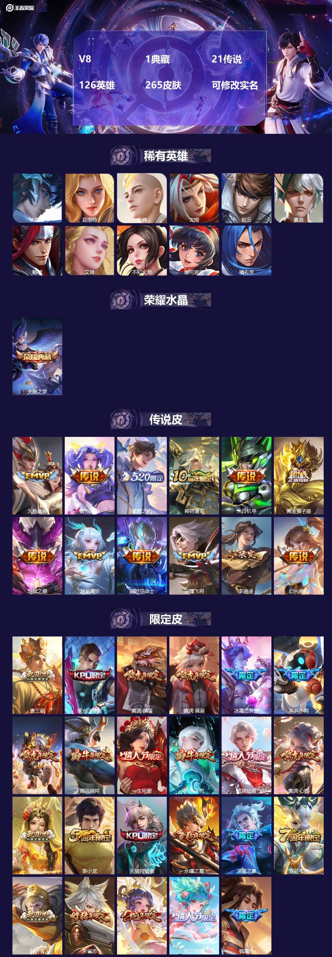 王者荣耀账号安卓QQ[15045238]V8 1典藏 21传说 126英雄 265皮肤 可修改实名 
【英雄全皮】:橘右