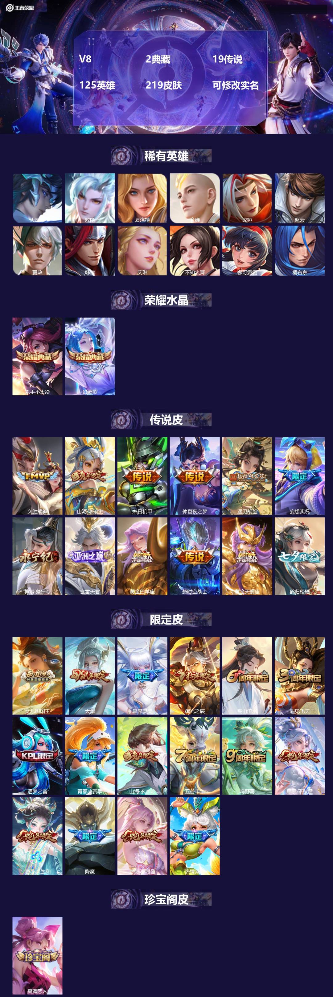 王者荣耀账号苹果QQ125英雄-219皮肤-[]V8 2典藏 19传说 125英雄 219皮肤 可修改实名 
【英雄全皮