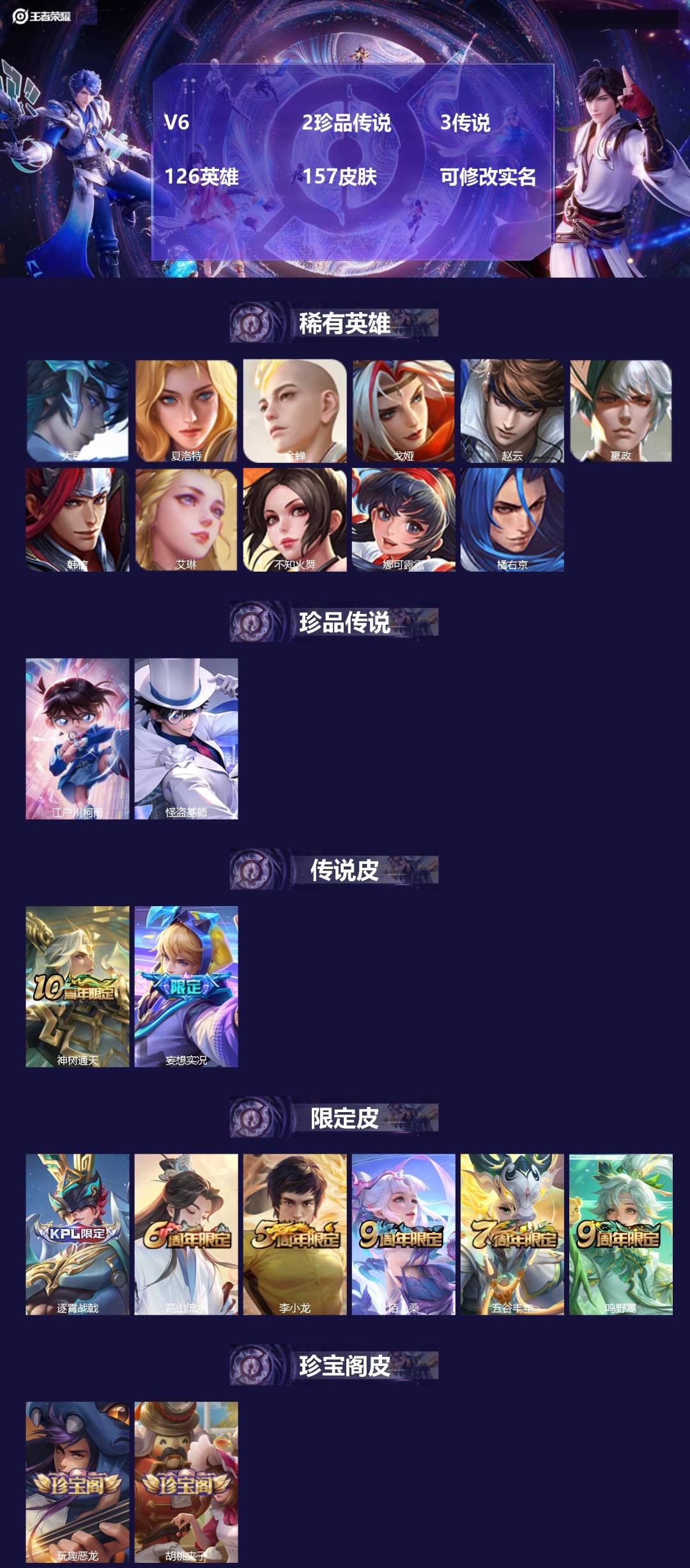 王者荣耀账号安卓QQ126英雄-157皮肤-[]V6 2珍品传说 3传说 126英雄 157皮肤 可修改实名 
【稀有英