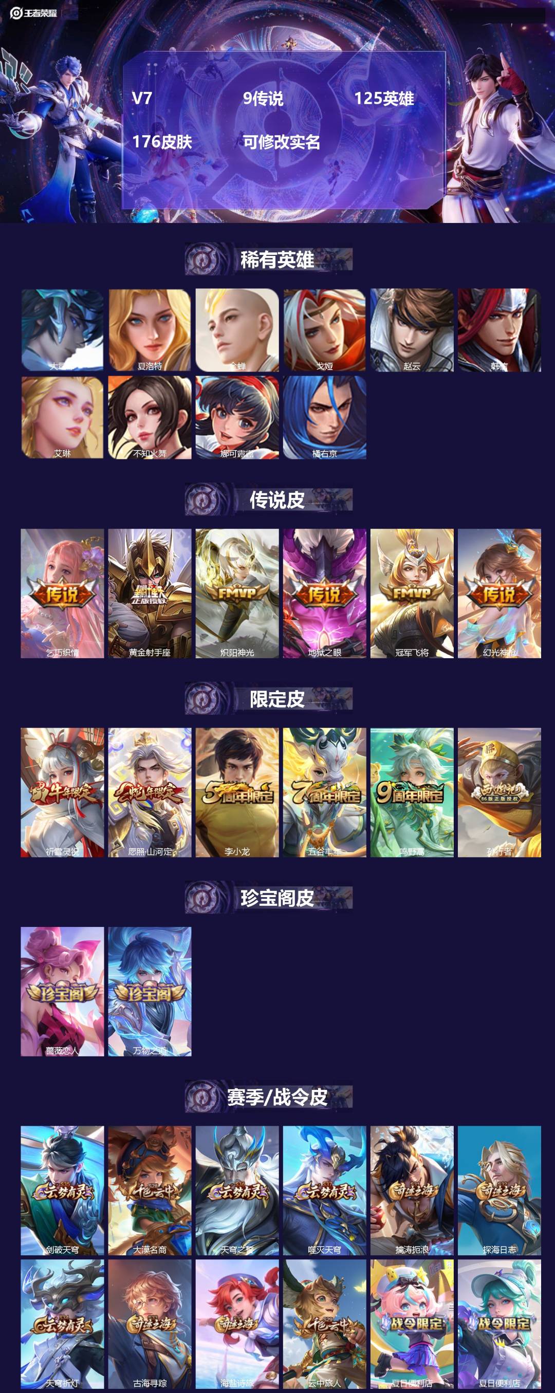 王者荣耀账号安卓QQ125英雄-176皮肤-[]V7 9传说 125英雄 176皮肤 可修改实名 
【英雄全皮】孙权全皮