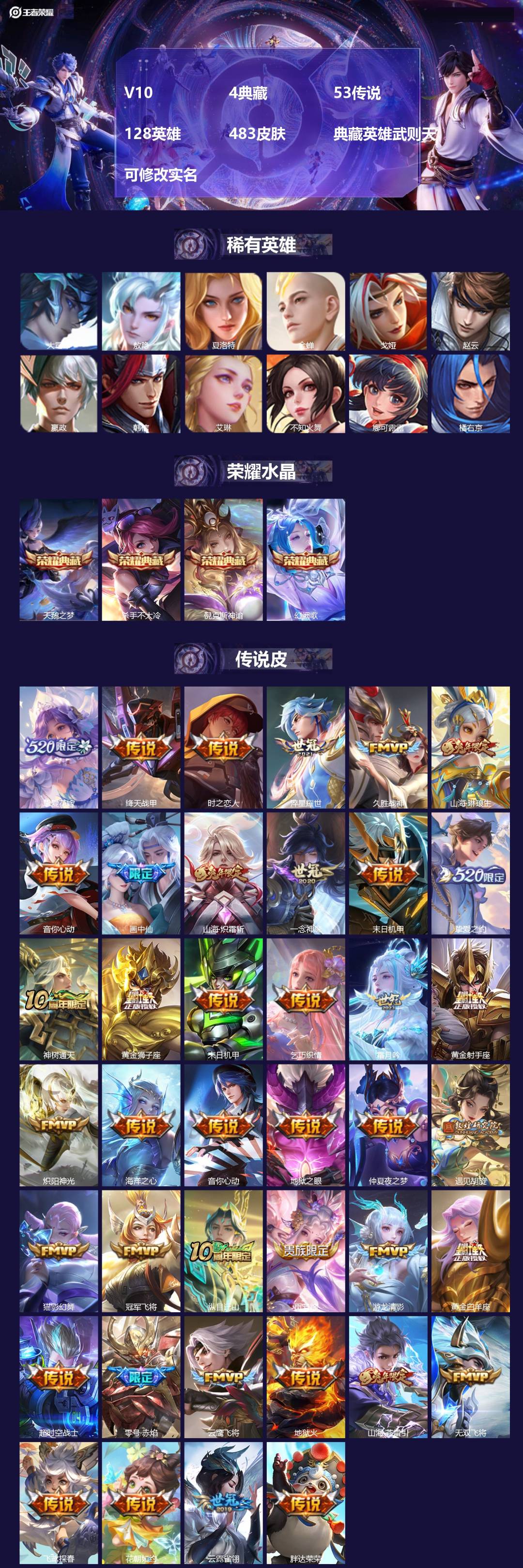 王者荣耀账号安卓QQ[15260484]V10 4典藏 53传说 128英雄 483皮肤 典藏英雄武则天 可修改实名 
