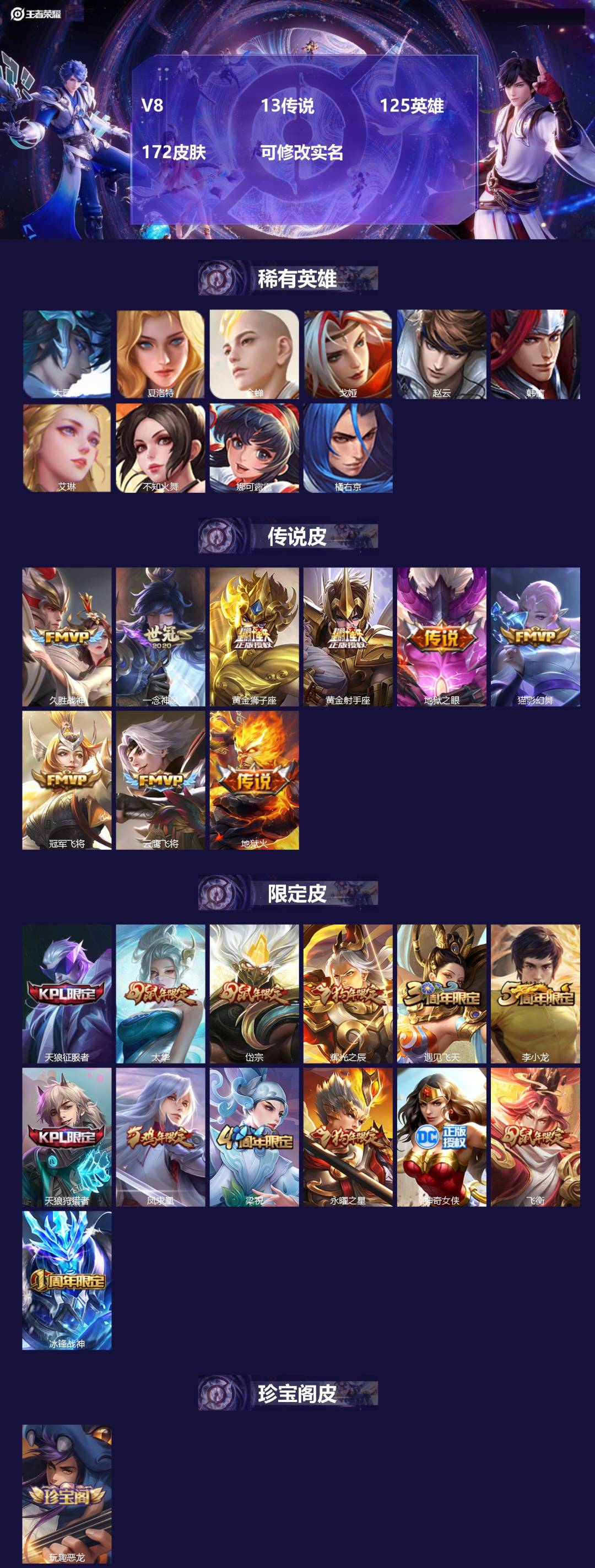 王者荣耀账号安卓QQ125英雄-172皮肤-[]V8 13传说 125英雄 172皮肤 可修改实名 
【英雄全皮】达摩全