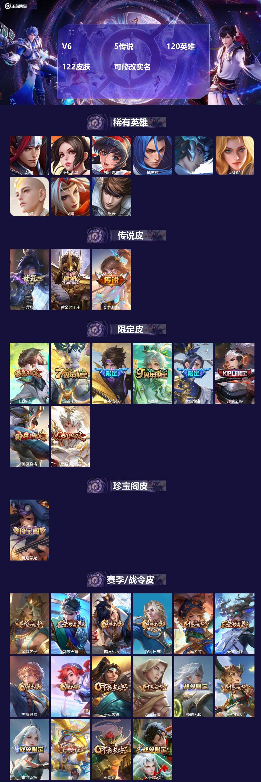王者荣耀账号安卓QQ120英雄-122皮肤-[]V6 5传说 120英雄 122皮肤 可修改实名 
【稀有英雄】大司命,