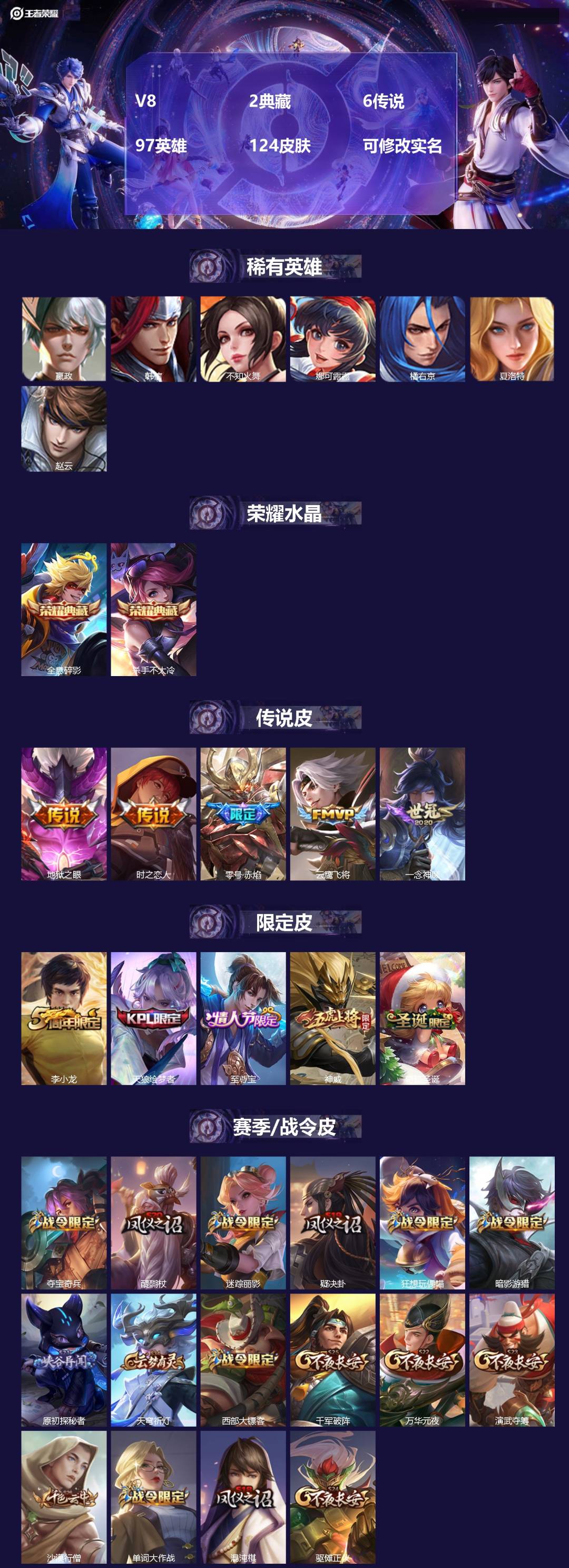 王者荣耀账号苹果QQ[15355737]V8 2典藏 6传说 97英雄 124皮肤 可修改实名 
【稀有英雄】嬴政(始皇