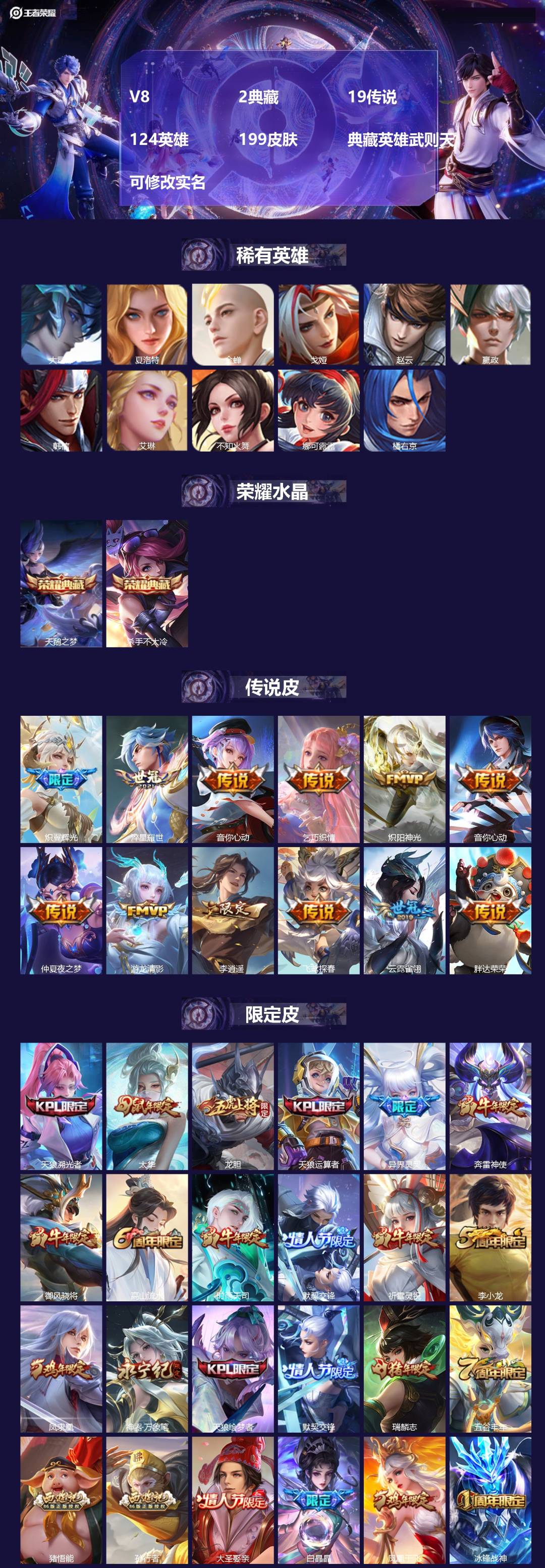 王者荣耀账号安卓QQ[15367743]V8 2典藏 19传说 124英雄 199皮肤 典藏英雄武则天 可修改实名 
【