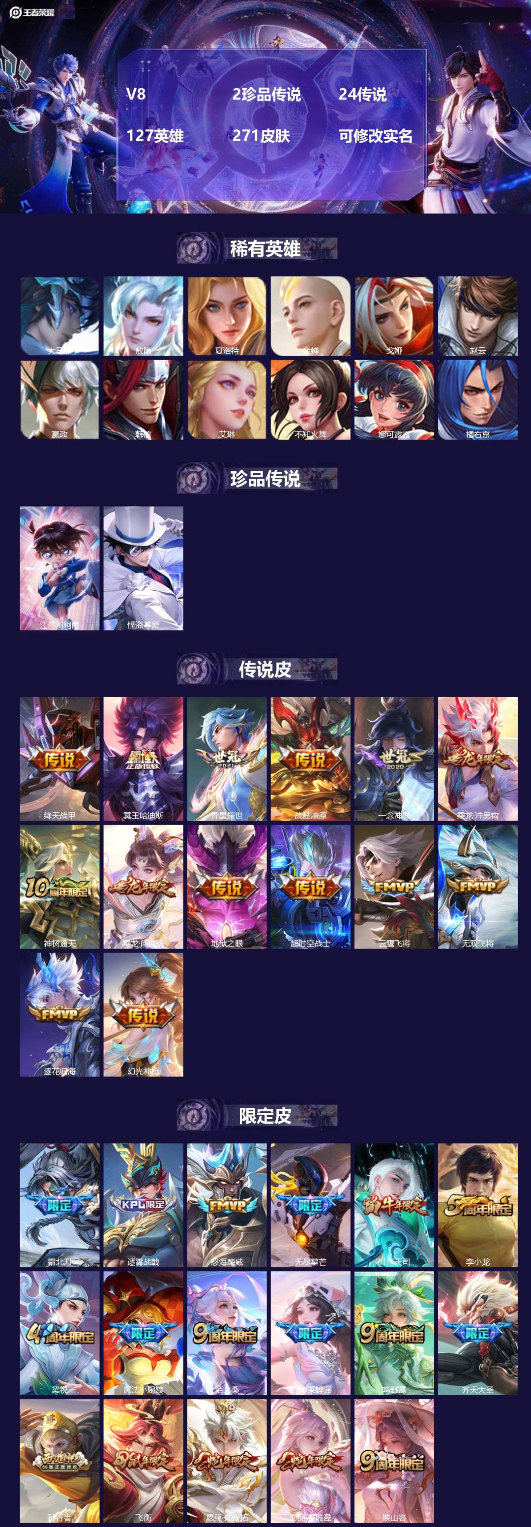 王者荣耀账号苹果QQ127英雄-271皮肤-[]V8 2珍品传说 24传说 127英雄 271皮肤 可修改实名 
【英雄