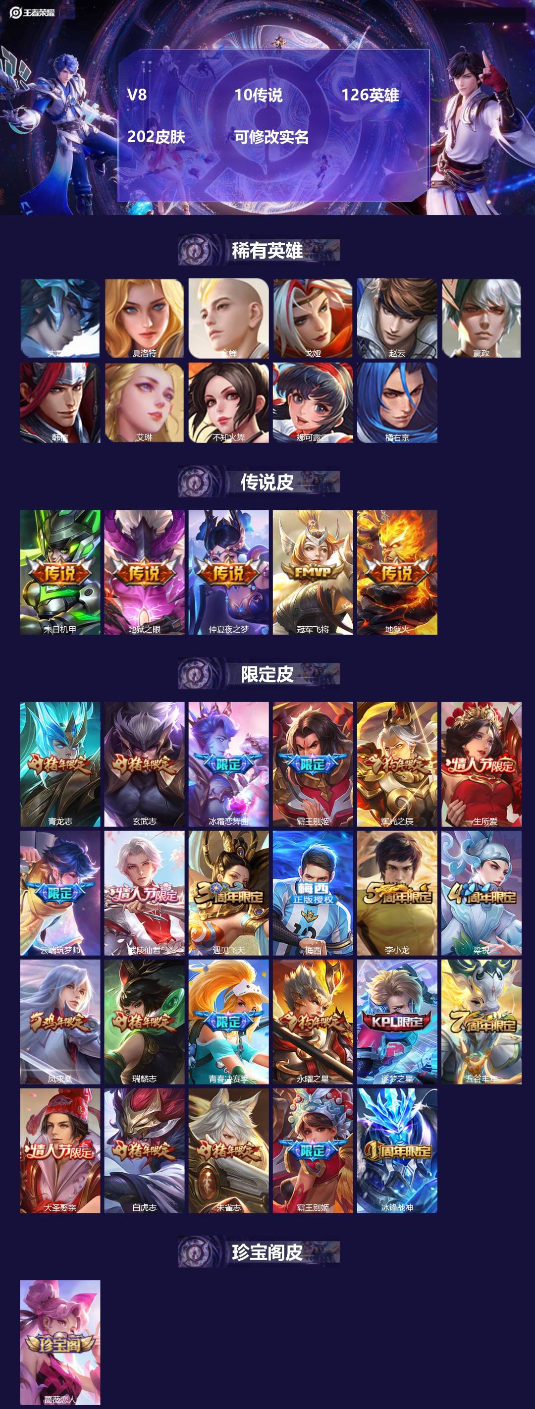 王者荣耀账号苹果QQV8 10传说 126英雄 202皮肤 可修改实名 
【英雄全皮】蚩奼全皮
【稀有英雄】大司命,嬴政
