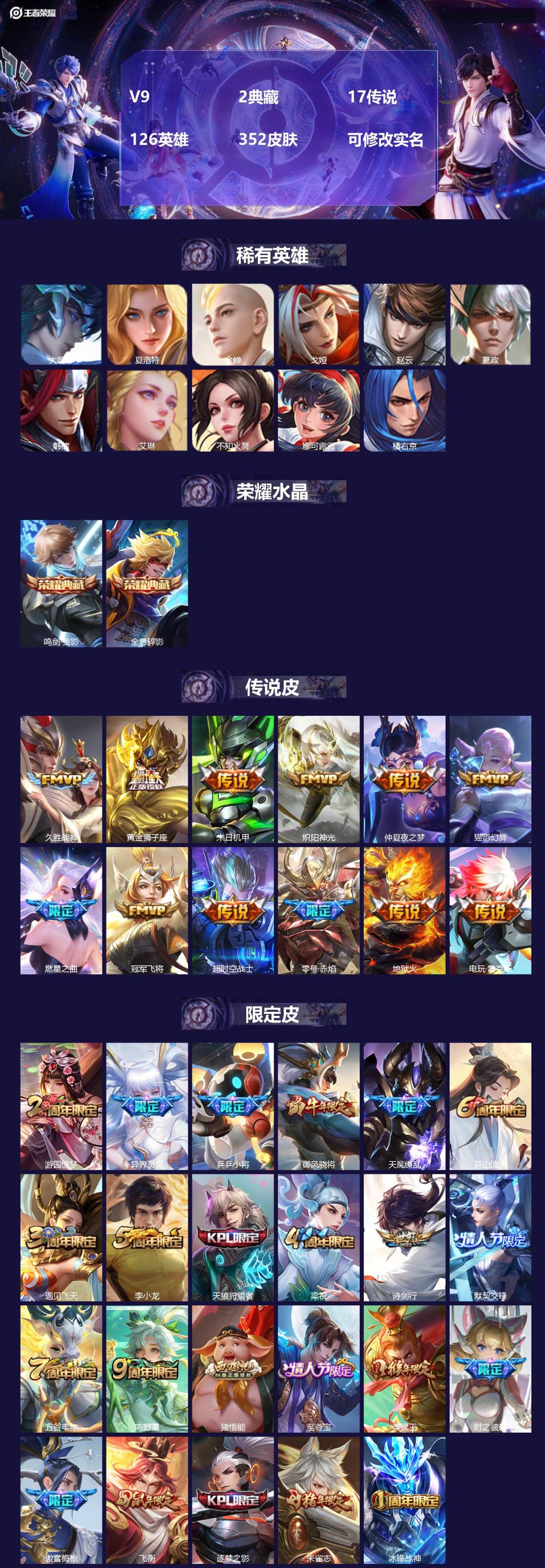 王者荣耀账号安卓QQ[15462212]V9 2典藏 17传说 126英雄 352皮肤 可修改实名 
【英雄全皮】:蒙恬