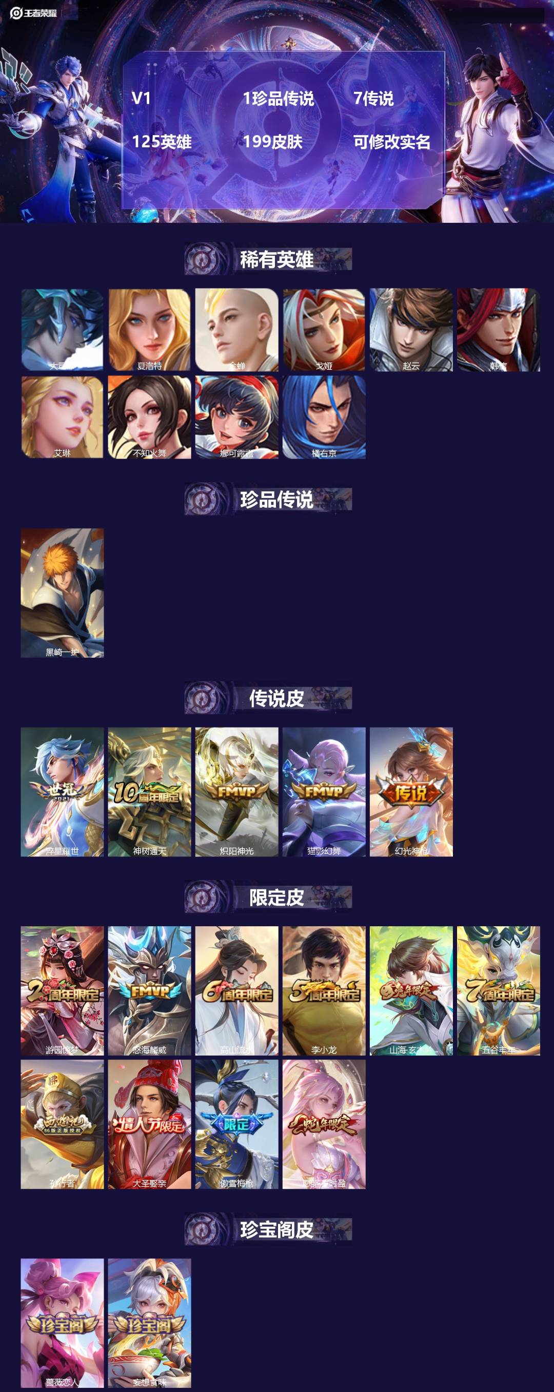 王者荣耀账号安卓QQ125英雄-199皮肤-[]V1 1珍品传说 7传说 125英雄 199皮肤 可修改实名 
【英雄全