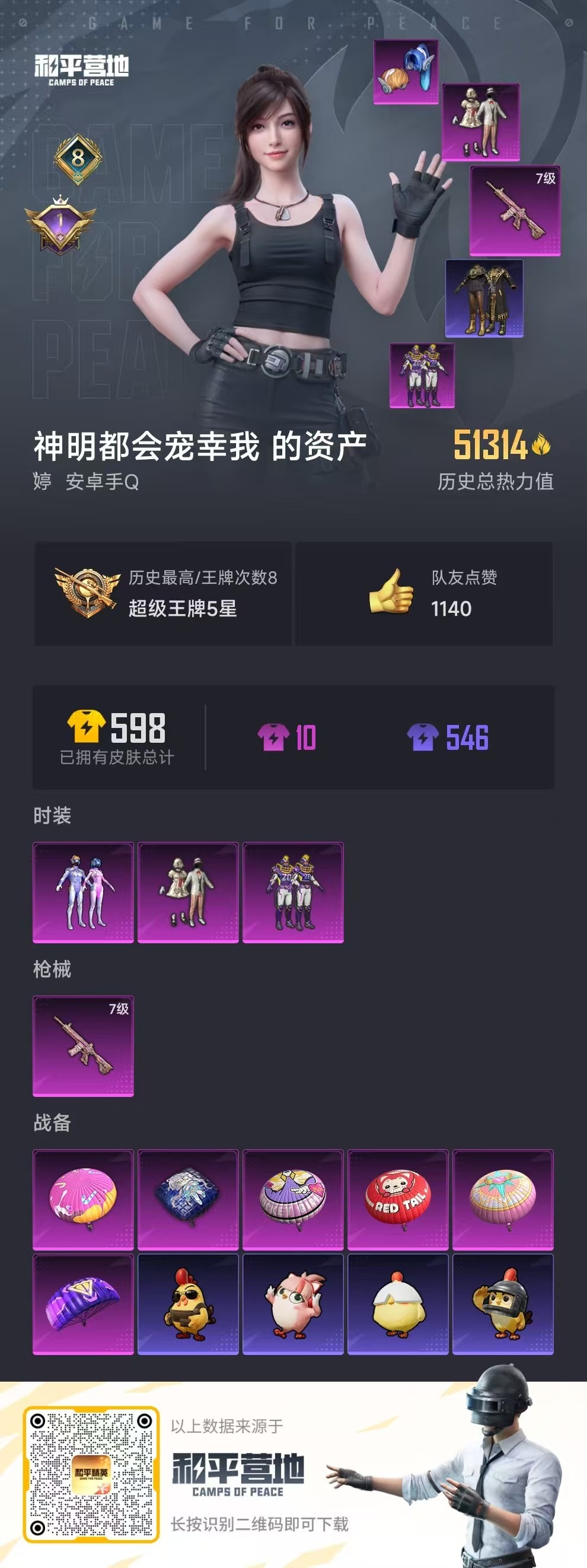 和平精英账号安卓QQ0载具-135套装-140枪皮-[]3粉装 1特效枪 8印记 可二次 可修改实名 
【热门装扮】梦幻