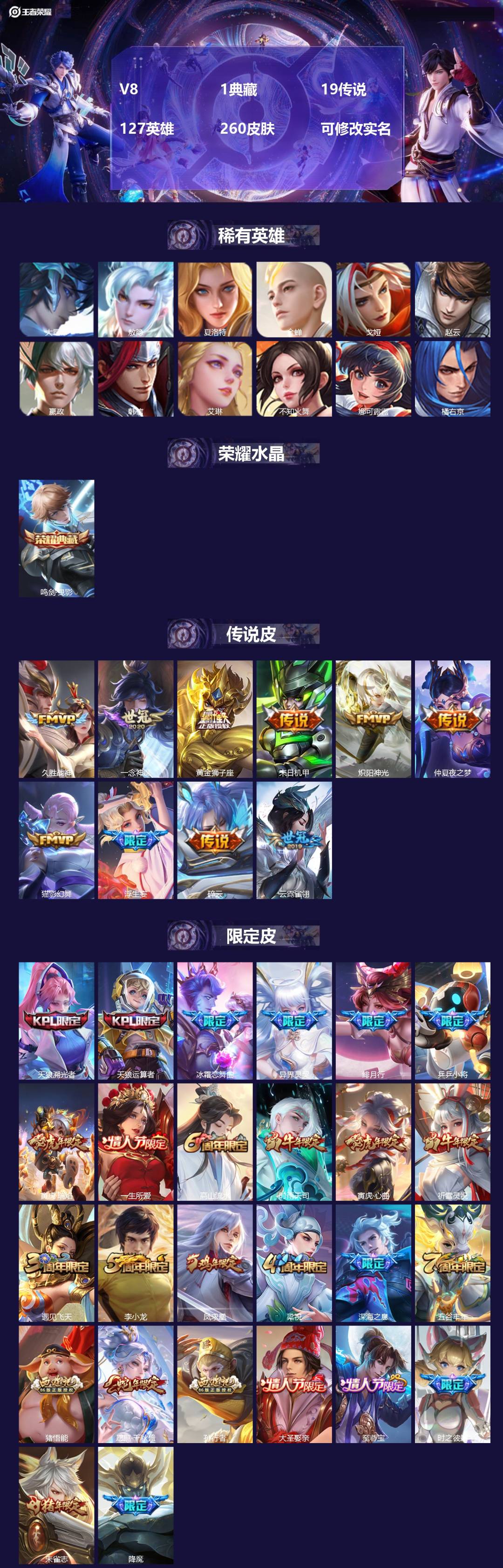 王者荣耀账号安卓QQ127英雄-260皮肤-[]V8 1典藏 19传说 127英雄 260皮肤 可修改实名 
【英雄全皮