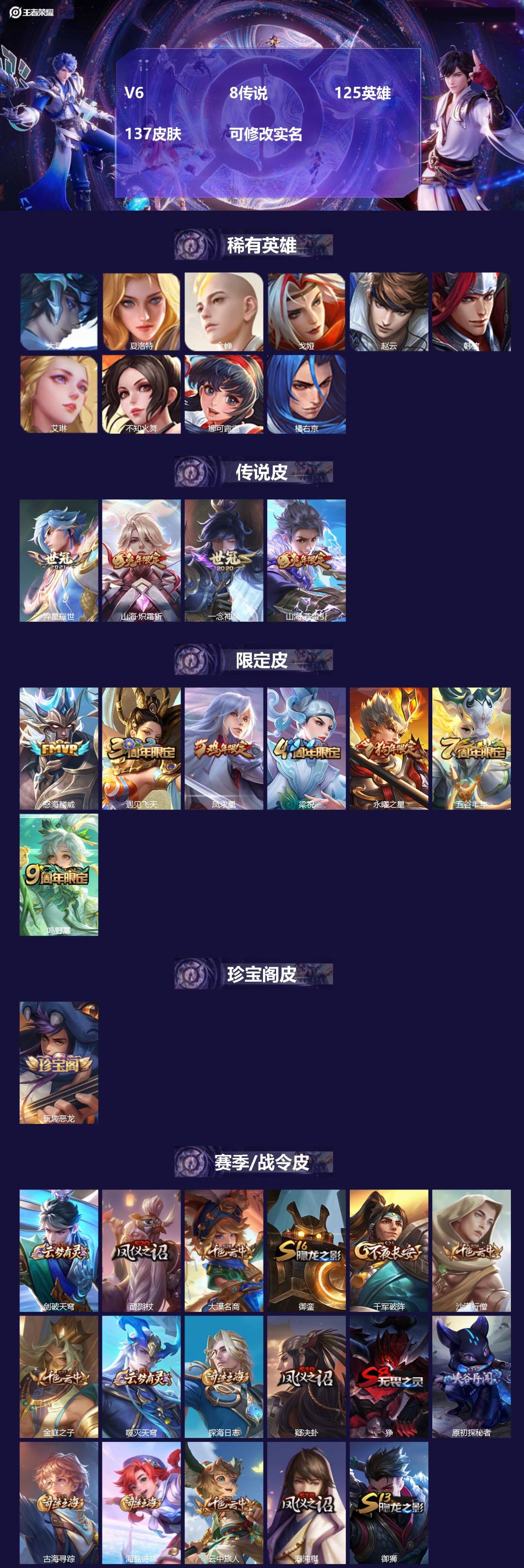 王者荣耀账号安卓QQ[15569223]V6 8传说 125英雄 137皮肤 可修改实名 
【英雄全皮】李信全皮,影全皮