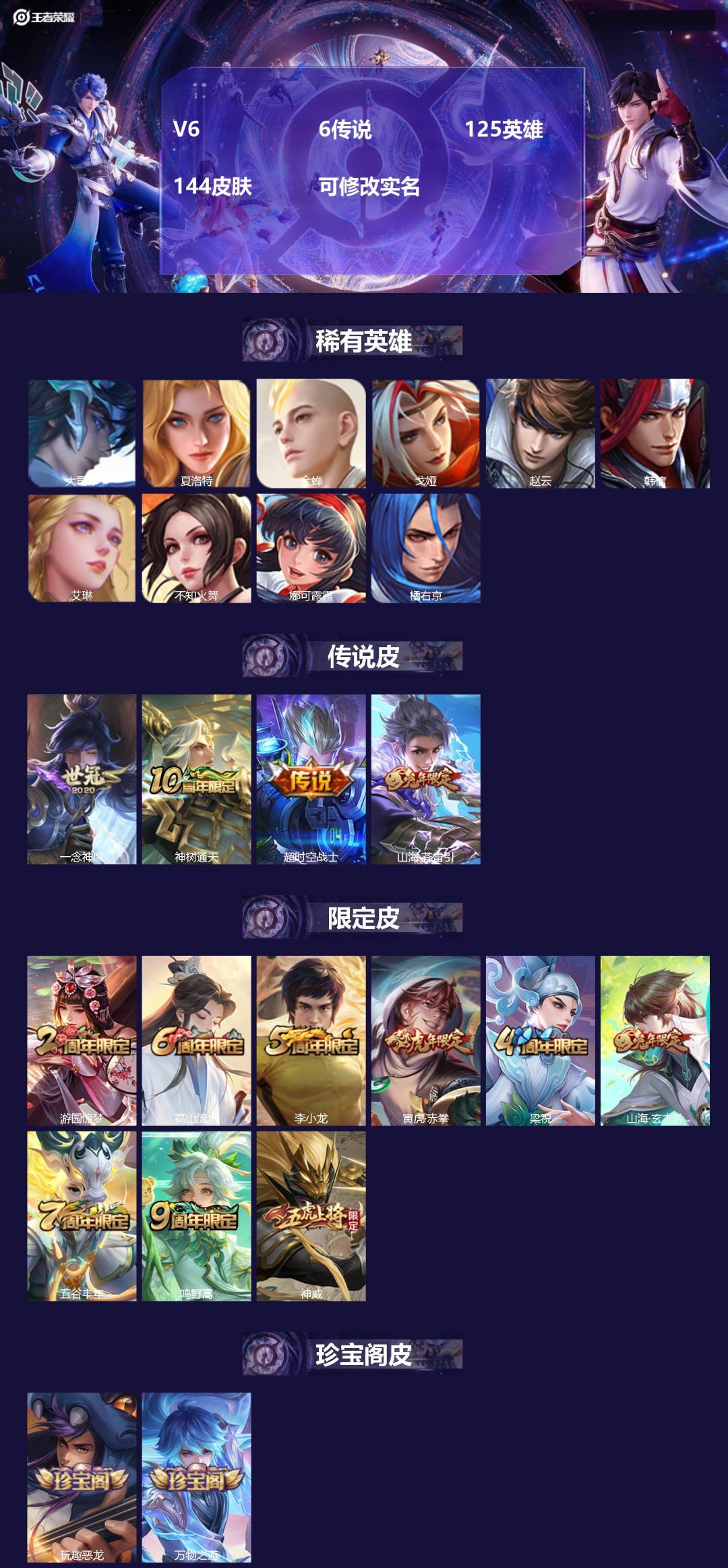 王者荣耀账号安卓QQ[15582901]V6 6传说 125英雄 144皮肤 可修改实名 
【稀有英雄】大司命,韩信(韩