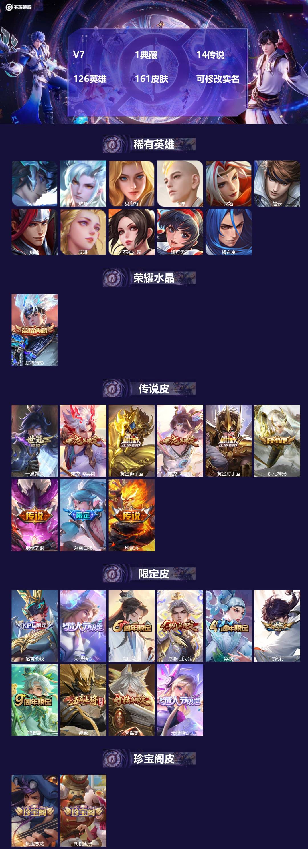 王者荣耀账号安卓QQ126英雄-161皮肤-[]V7 1典藏 14传说 126英雄 161皮肤 可修改实名 
【英雄全皮