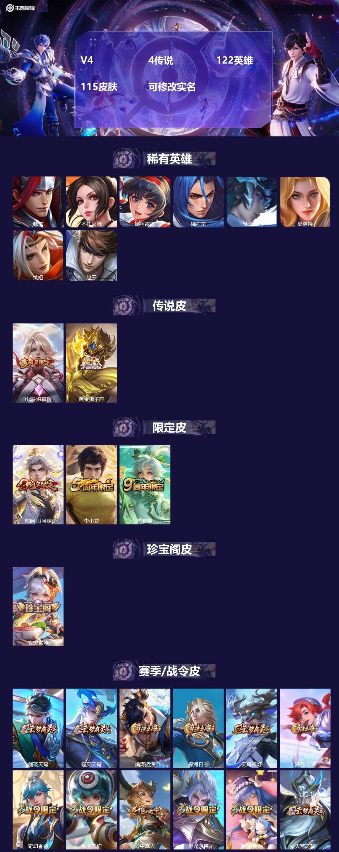 王者荣耀账号苹果QQ122英雄-115皮肤-[]V4 4传说 122英雄 115皮肤 可修改实名 
【英雄全皮】孙权全皮