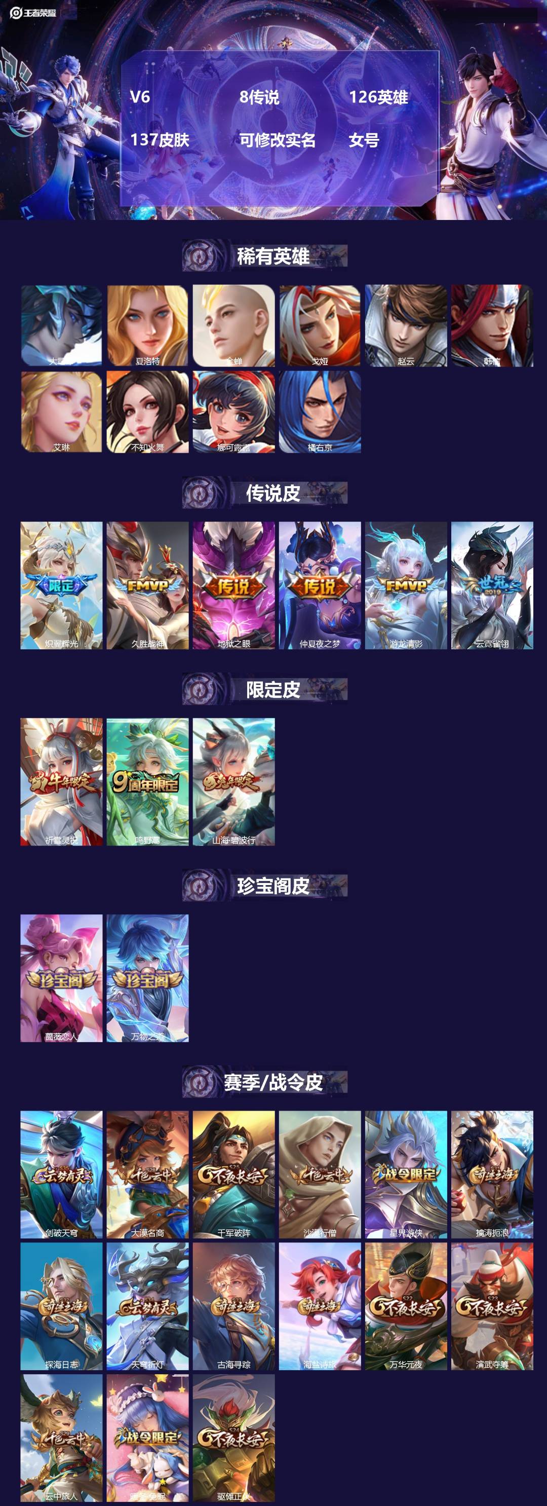 王者荣耀账号苹果QQ126英雄-137皮肤-[]V6 8传说 126英雄 137皮肤 可修改实名 女号
【英雄全皮】大禹