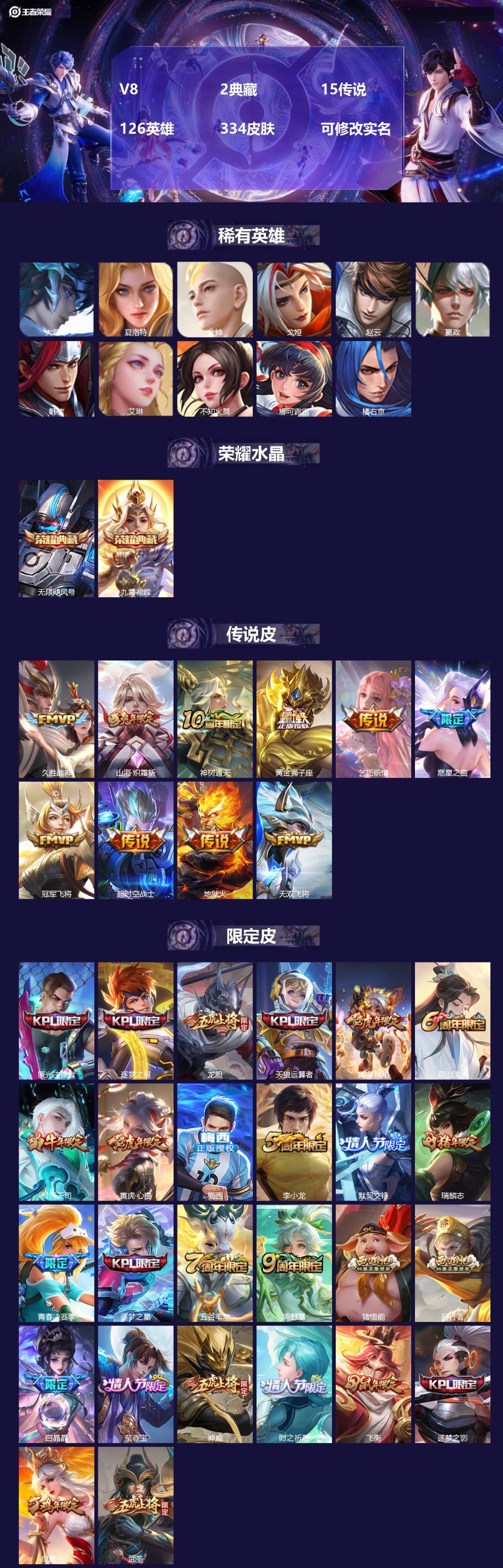 王者荣耀账号安卓QQ126英雄-334皮肤-[]V8 2典藏 15传说 126英雄 334皮肤 可修改实名 
【英雄全皮