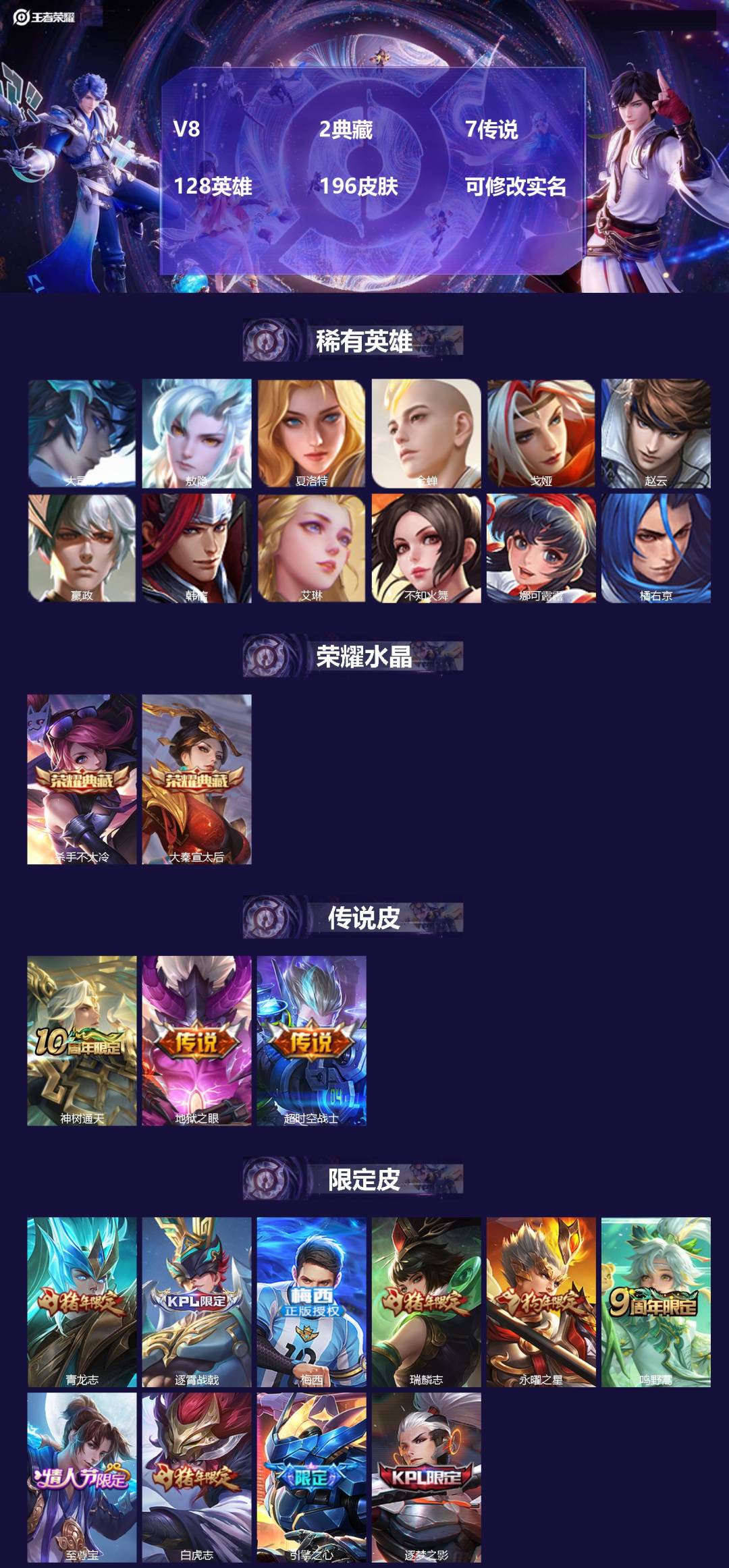 王者荣耀账号安卓QQ128英雄-196皮肤-[]V8 2典藏 7传说 128英雄 196皮肤 可修改实名 
【英雄全皮】