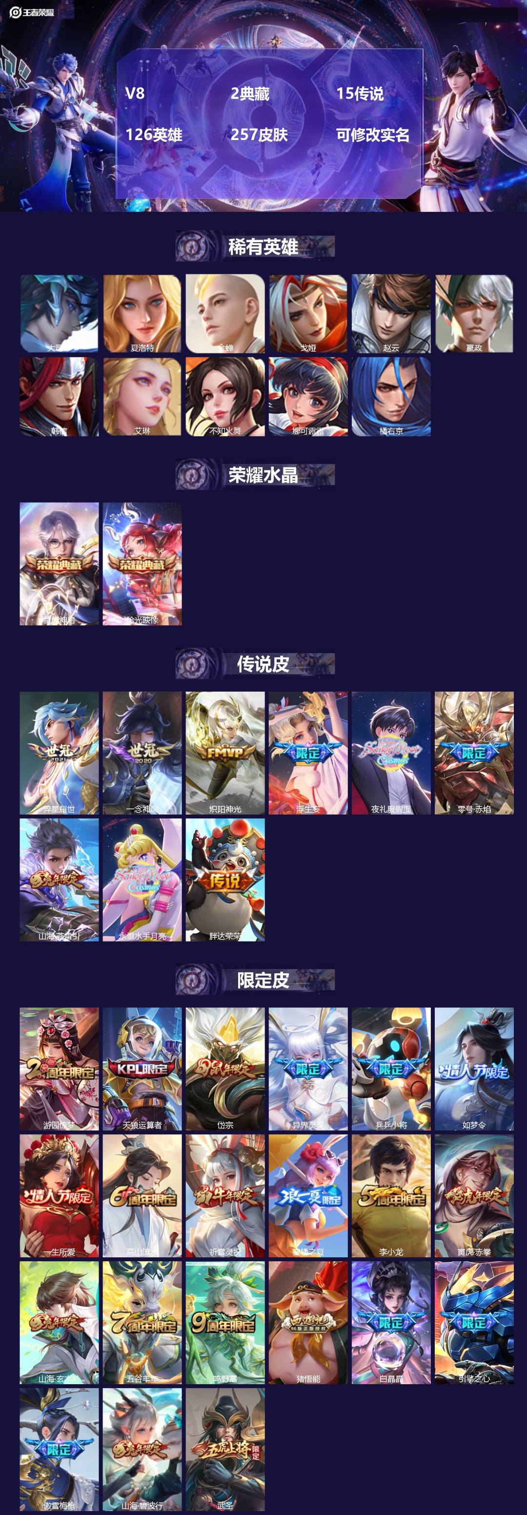 王者荣耀账号安卓QQ126英雄-257皮肤-[]V8 2典藏 15传说 126英雄 257皮肤 可修改实名 
【英雄全皮