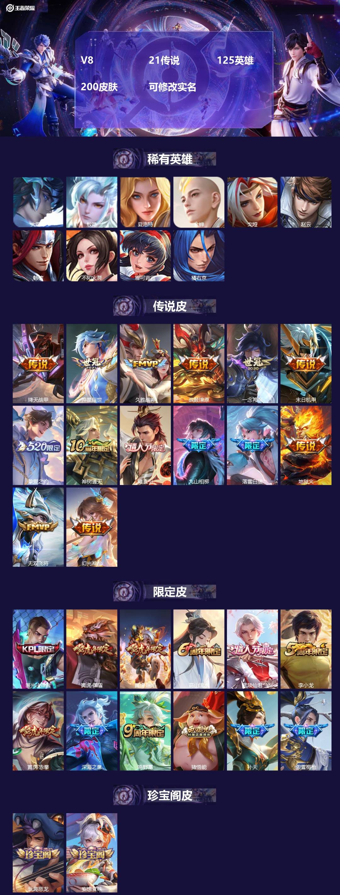 王者荣耀账号安卓VX[16016742]V8 21传说 125英雄 200皮肤 可修改实名 
【英雄全皮】敖隐全皮,孙权