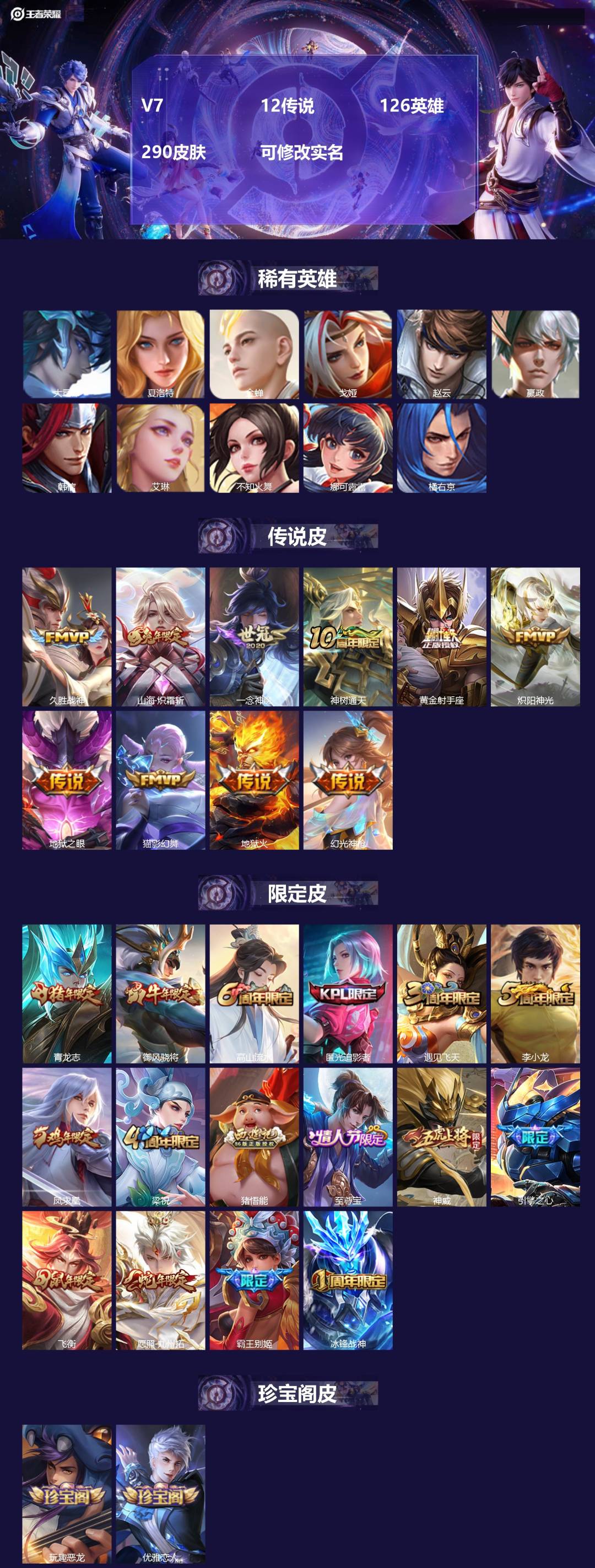王者荣耀账号苹果QQV7 12传说 126英雄 290皮肤 可修改实名 
【英雄全皮】李信全皮,猪八戒全皮
【稀有英雄】