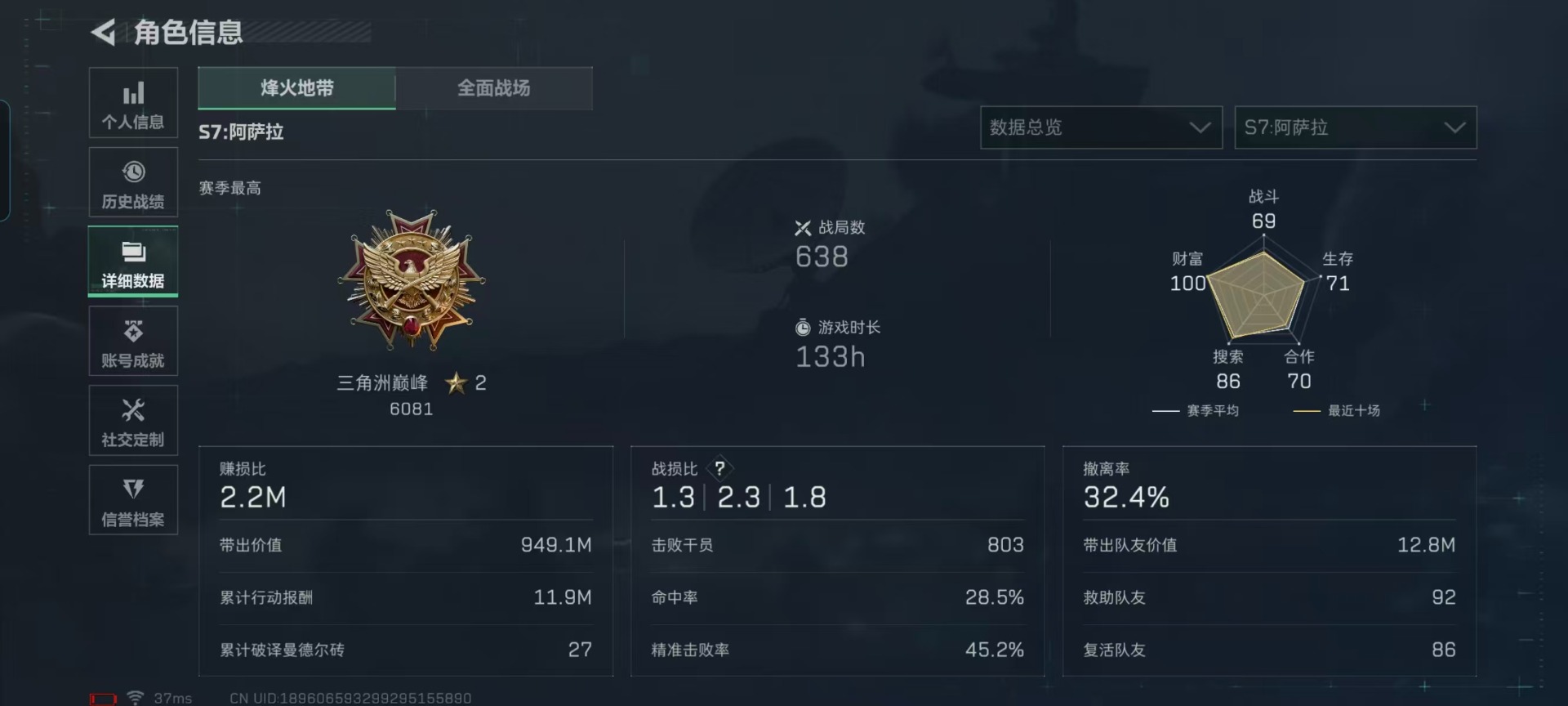 SJZQM425390三角洲行动账号详情图31