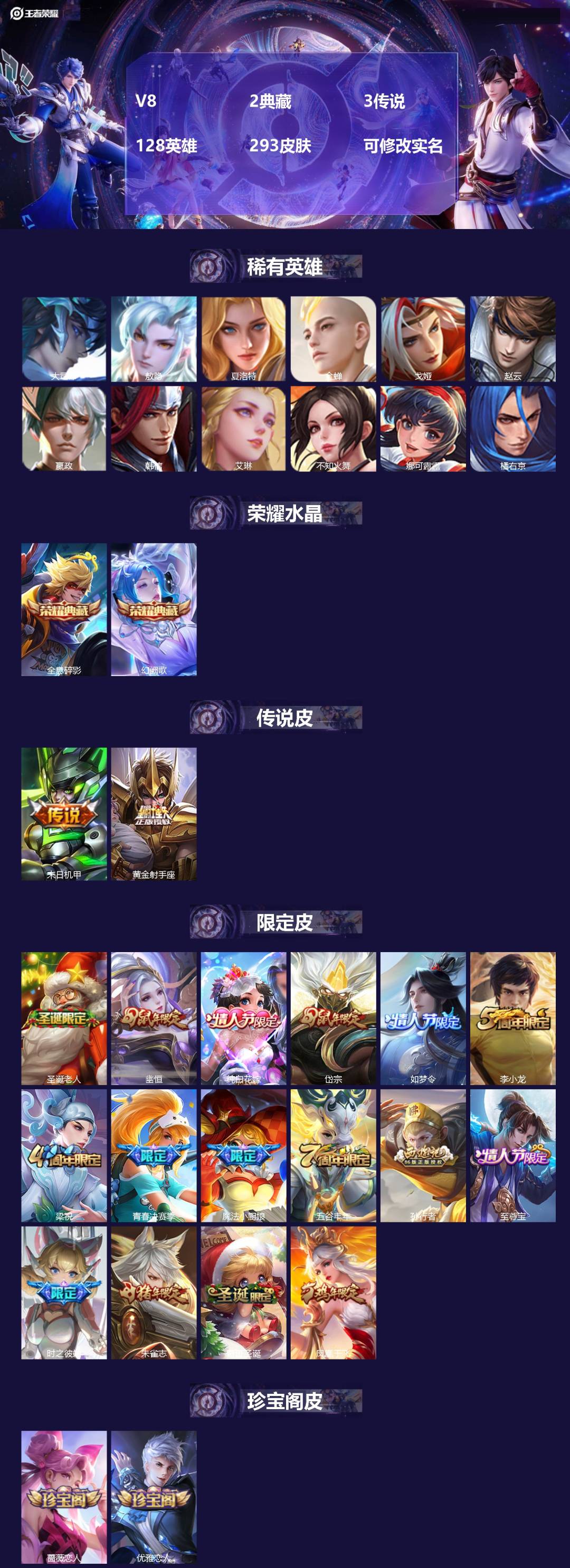 王者荣耀账号安卓QQ128英雄-293皮肤-[]V8 2典藏 3传说 128英雄 293皮肤 可修改实名 
【英雄全皮】