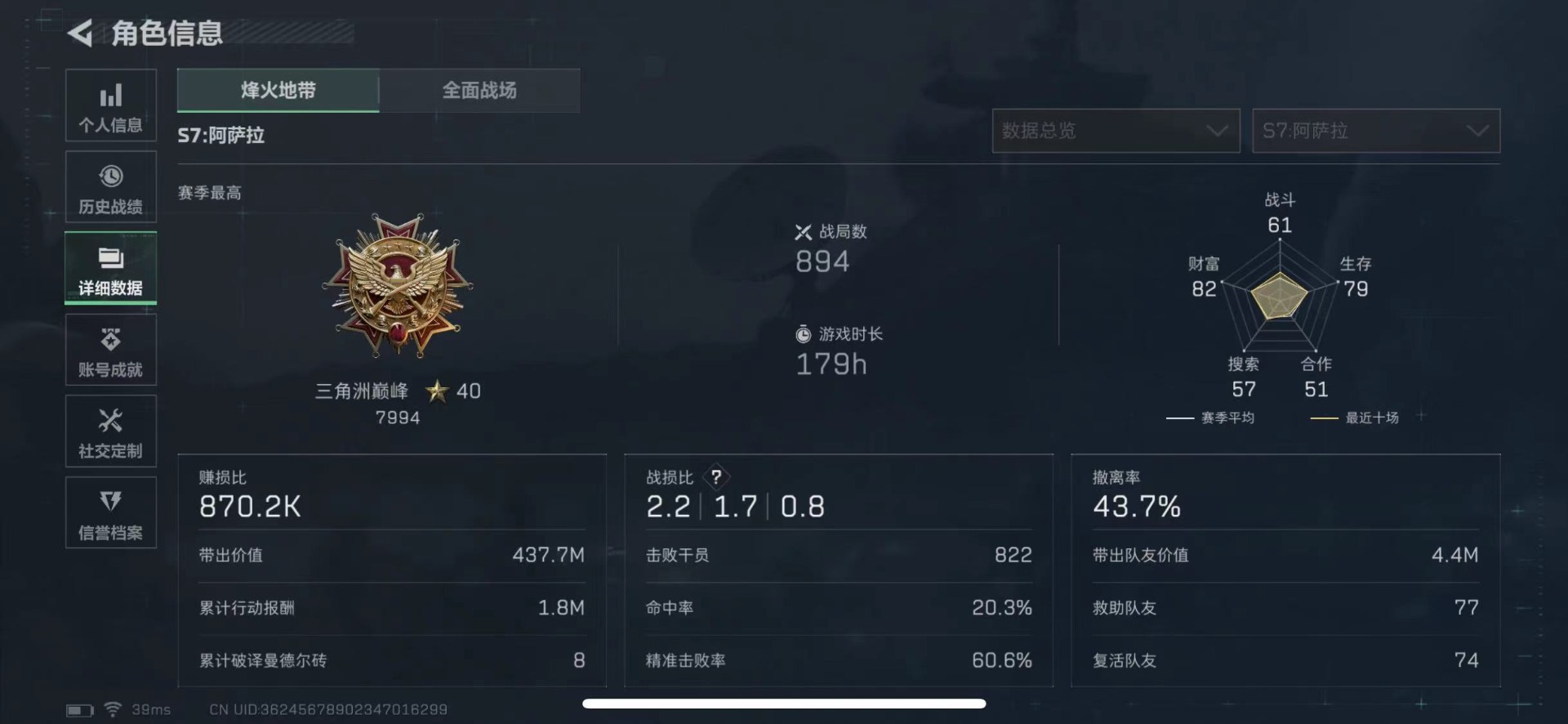 SJZQM427491三角洲行动账号详情图5