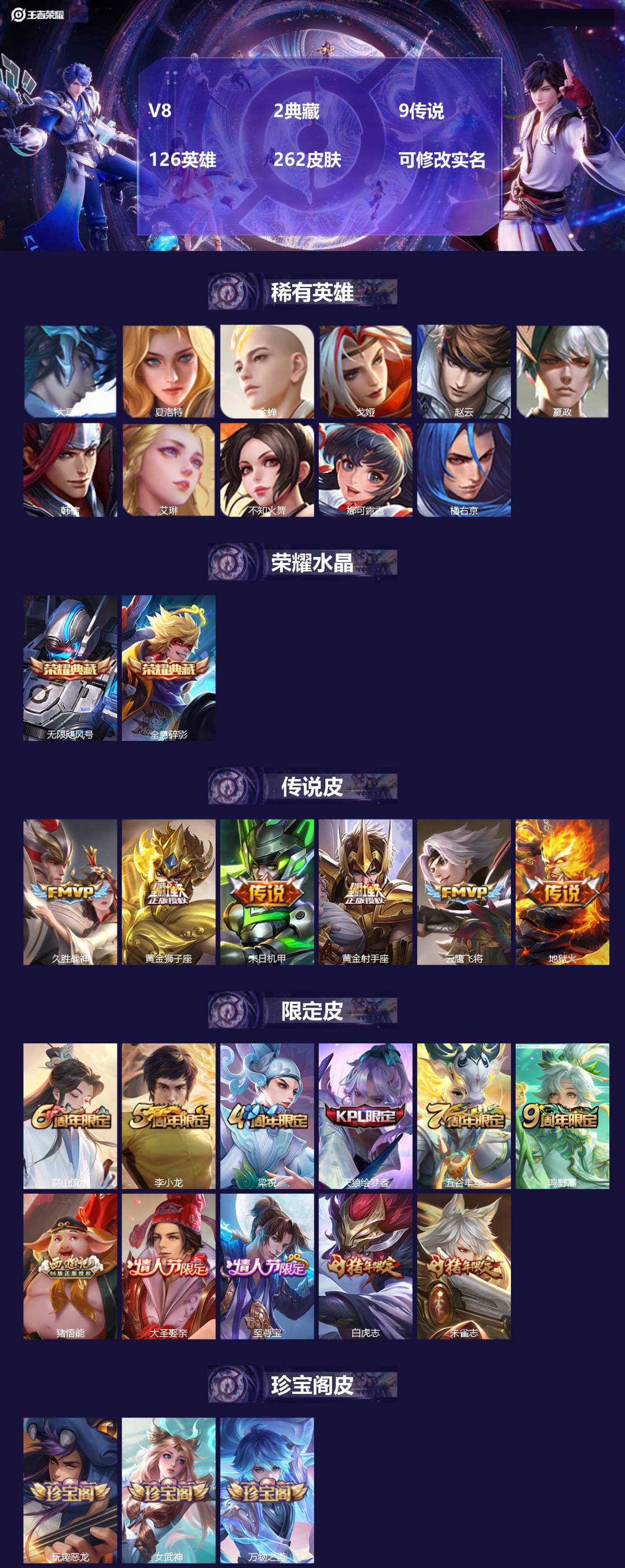 王者荣耀账号安卓QQ126英雄-262皮肤-[]V8 2典藏 9传说 126英雄 262皮肤 可修改实名 
【英雄全皮】