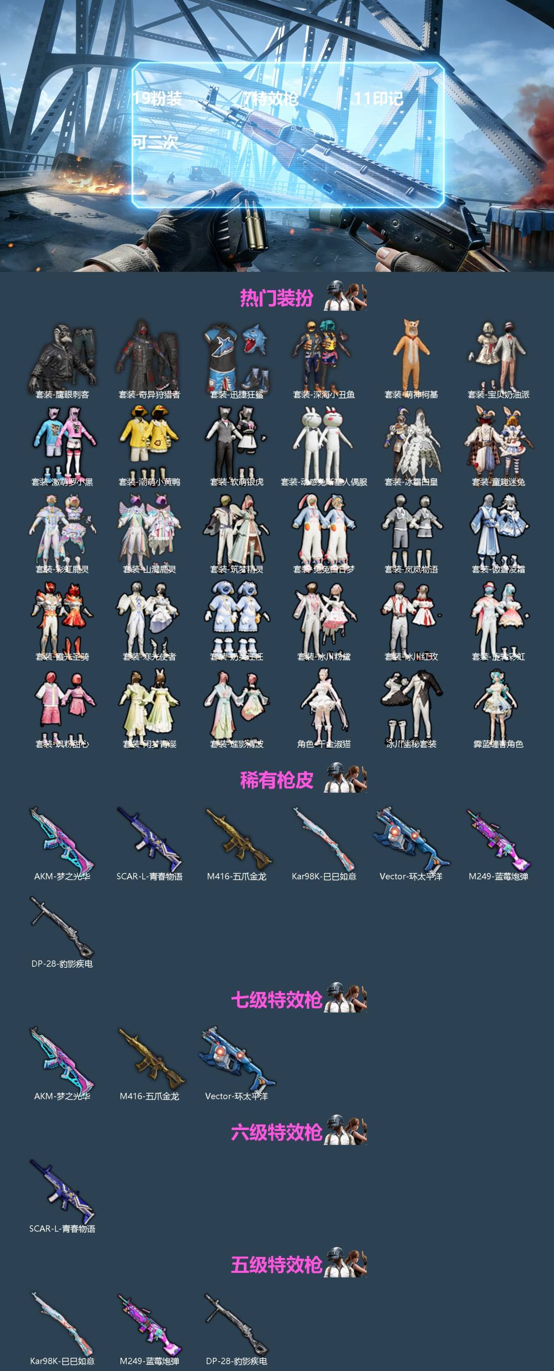 和平精英账号苹果QQ0载具-210套装-252枪皮-[]19粉装 7特效枪 11印记 可二次 
【热门装扮】奇异狩猎者,