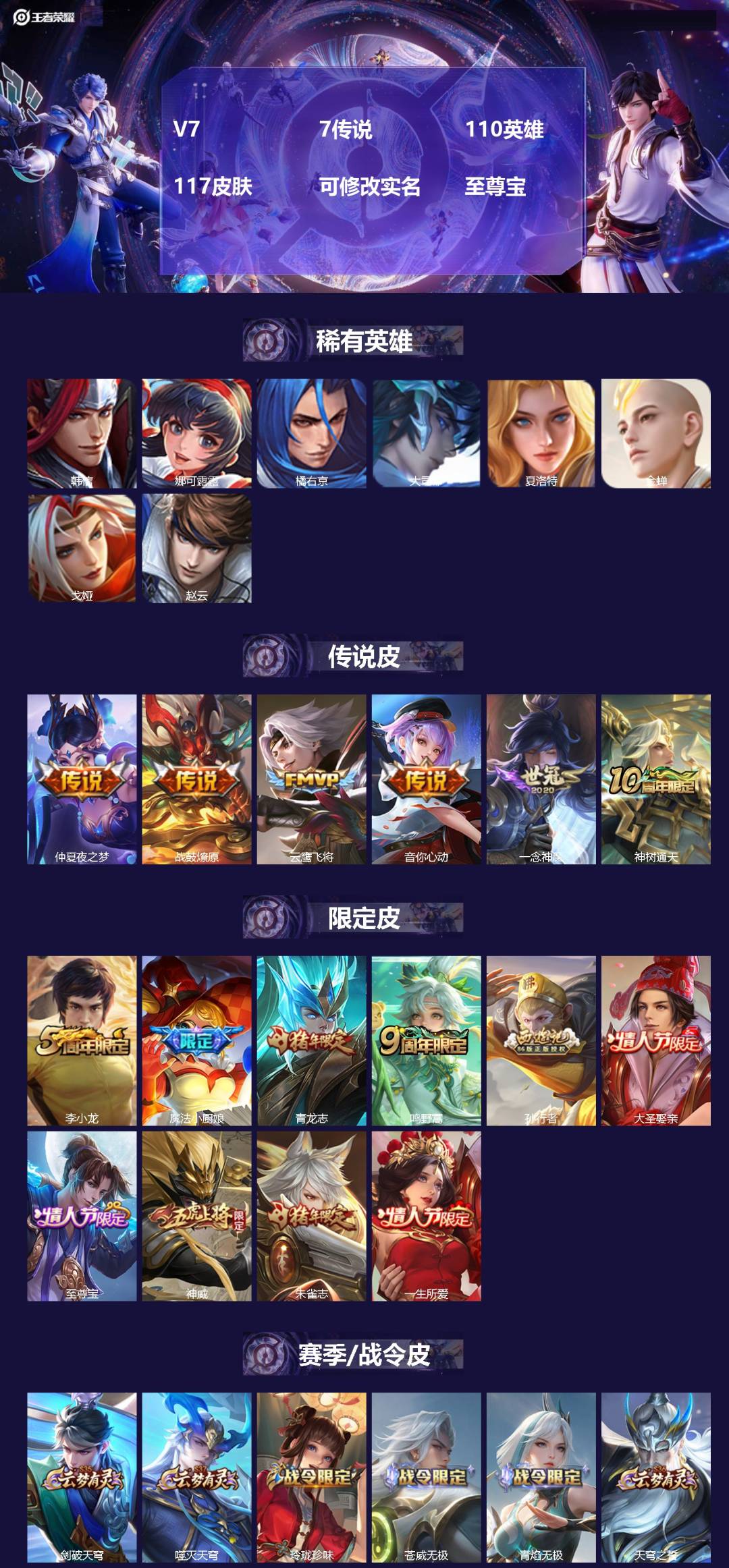 王者荣耀账号安卓VX[16967383]V7 7传说 110英雄 117皮肤 可修改实名 至尊宝
【英雄全皮】孙权全皮,