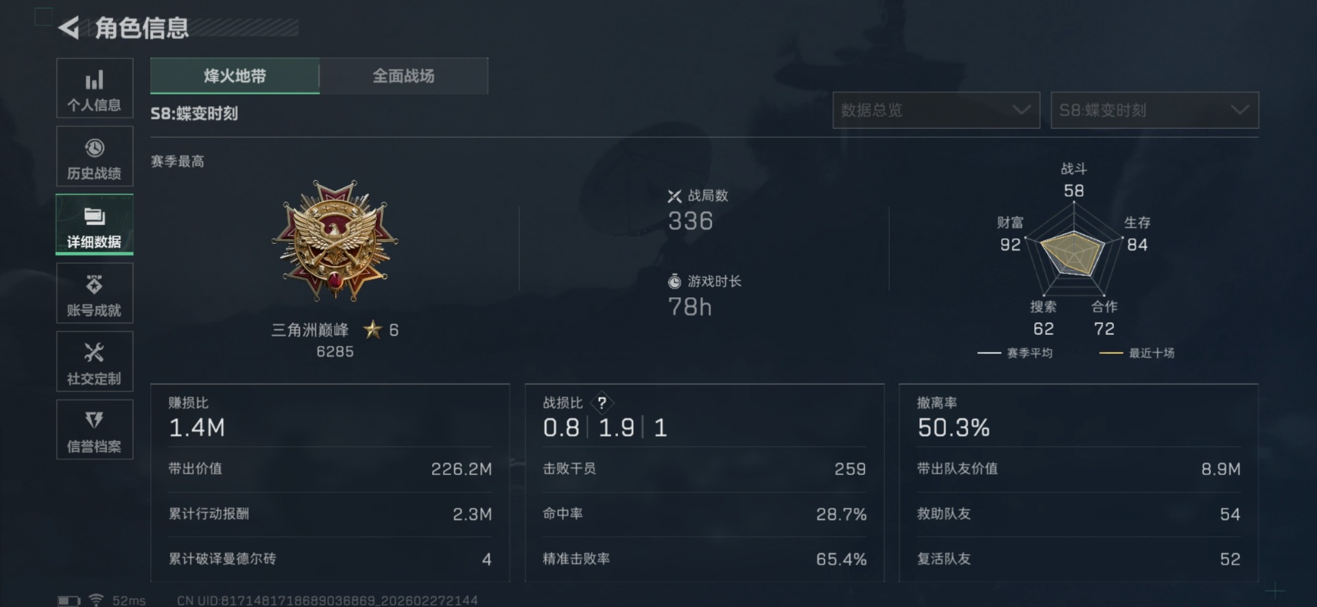 SJZQM457522三角洲行动账号详情图5