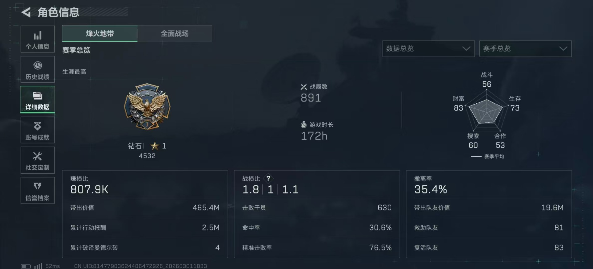 SJZQM459127三角洲行动账号详情图5