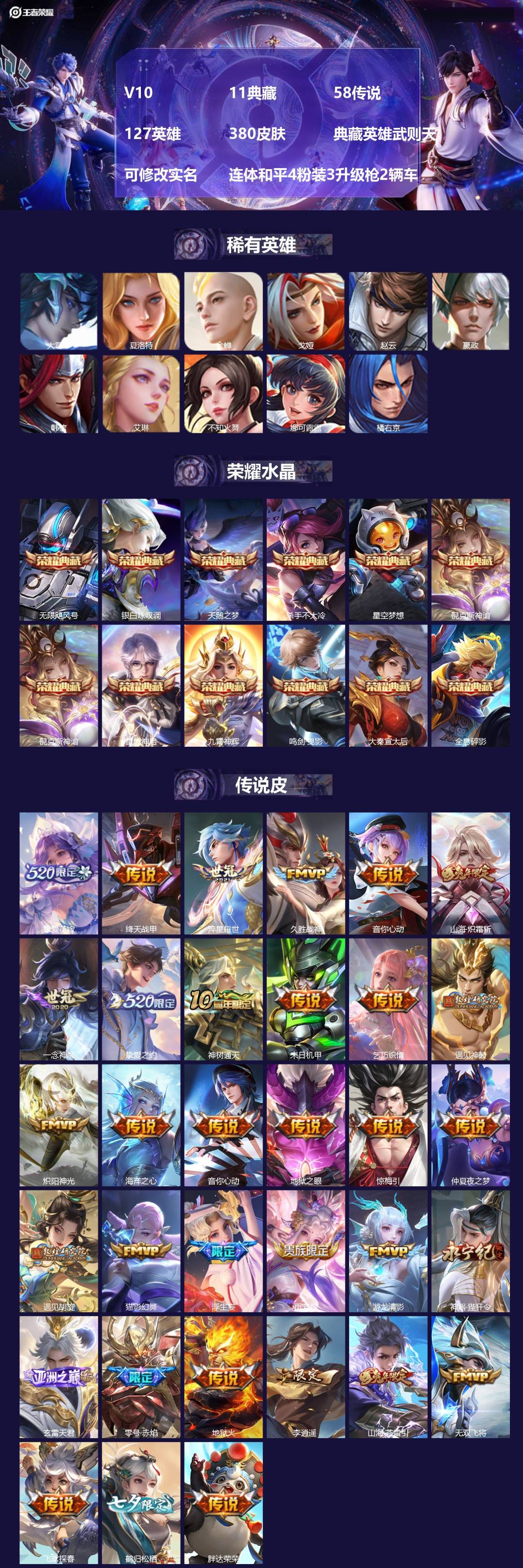 王者荣耀账号安卓QQ[17413463]V10 11典藏 58传说 127英雄 380皮肤 典藏英雄武则天 可修改实名 