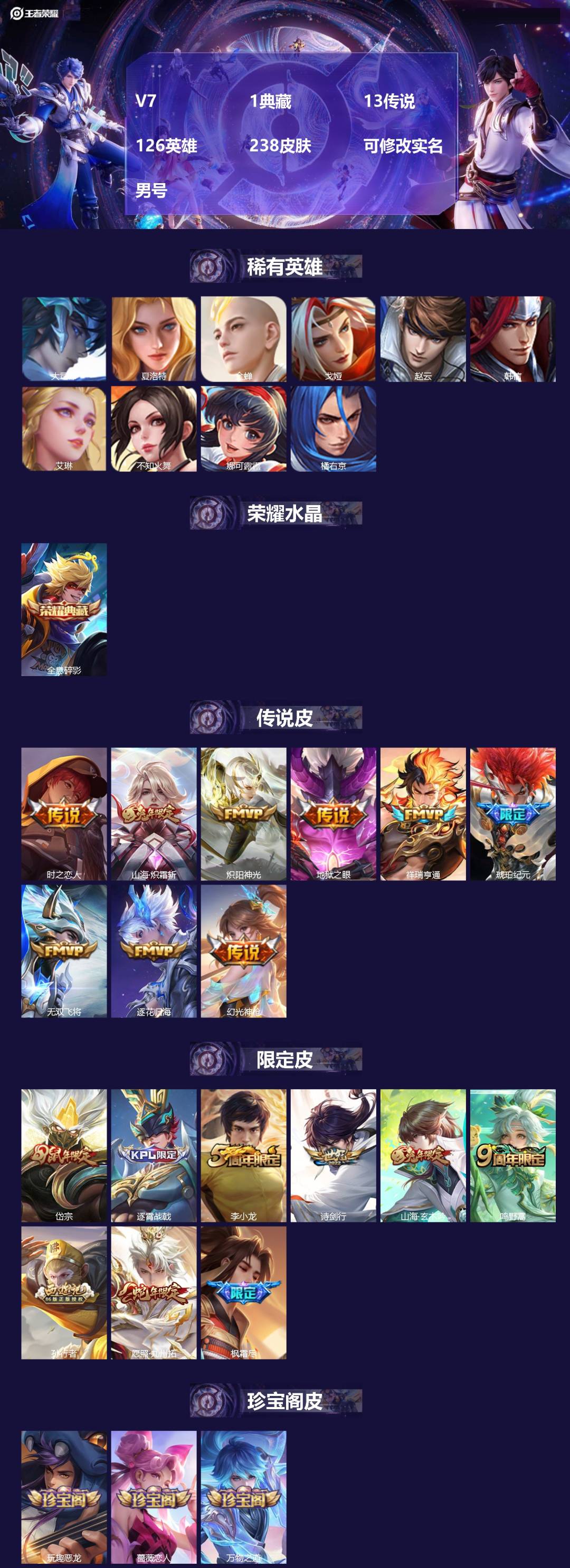 王者荣耀账号安卓QQ[]V7 1典藏 13传说 126英雄 238皮肤 可修改实名 男号 
【英雄全皮】橘右京全皮,苍全