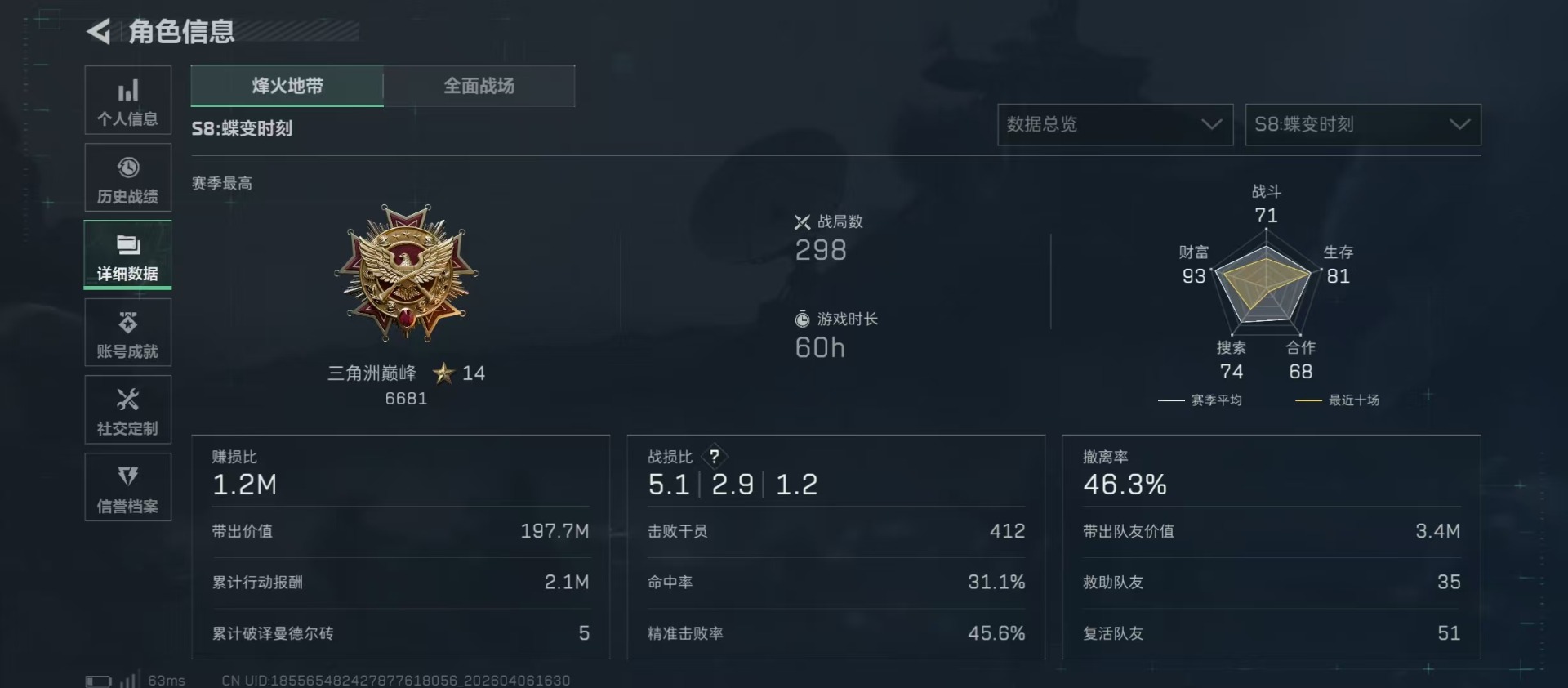 SJZQM491172三角洲行动账号详情图9