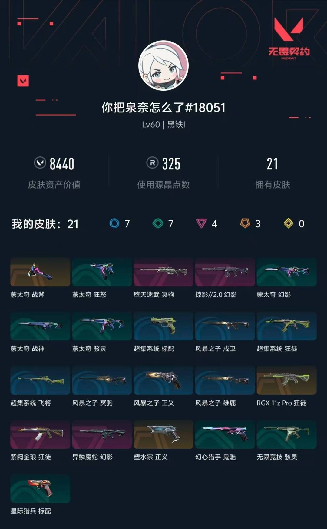 WWQLX429158无畏契约账号详情图3