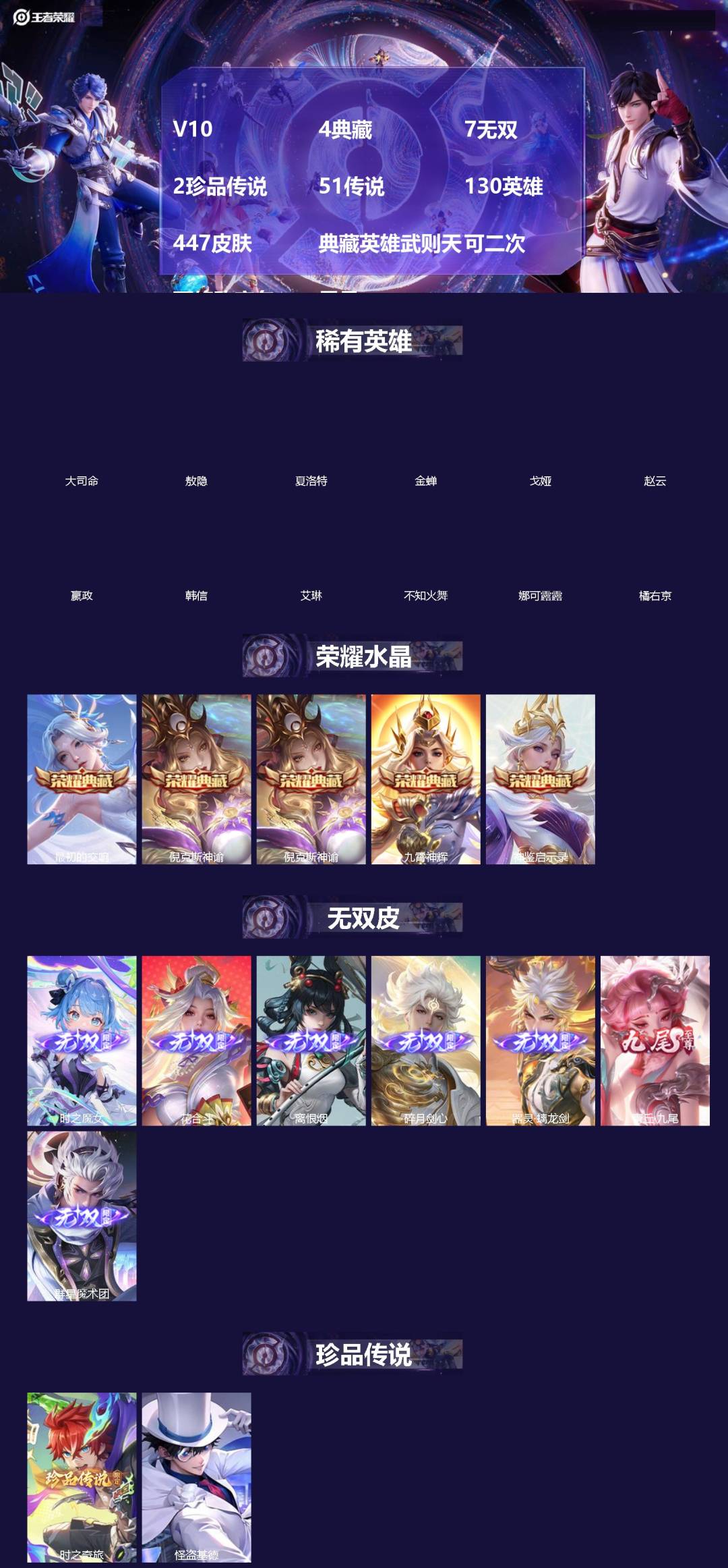 王者荣耀账号苹果QQ[]V10 4典藏 7无双 2珍品传说 51传说 130英雄 447皮肤 典藏英雄武则天 可二次 可修改实名 男号 
【英雄全皮】孙权全皮,蚩奼全皮,海诺全皮,影全皮,大禹全皮
【稀有英雄】敖隐(小龙