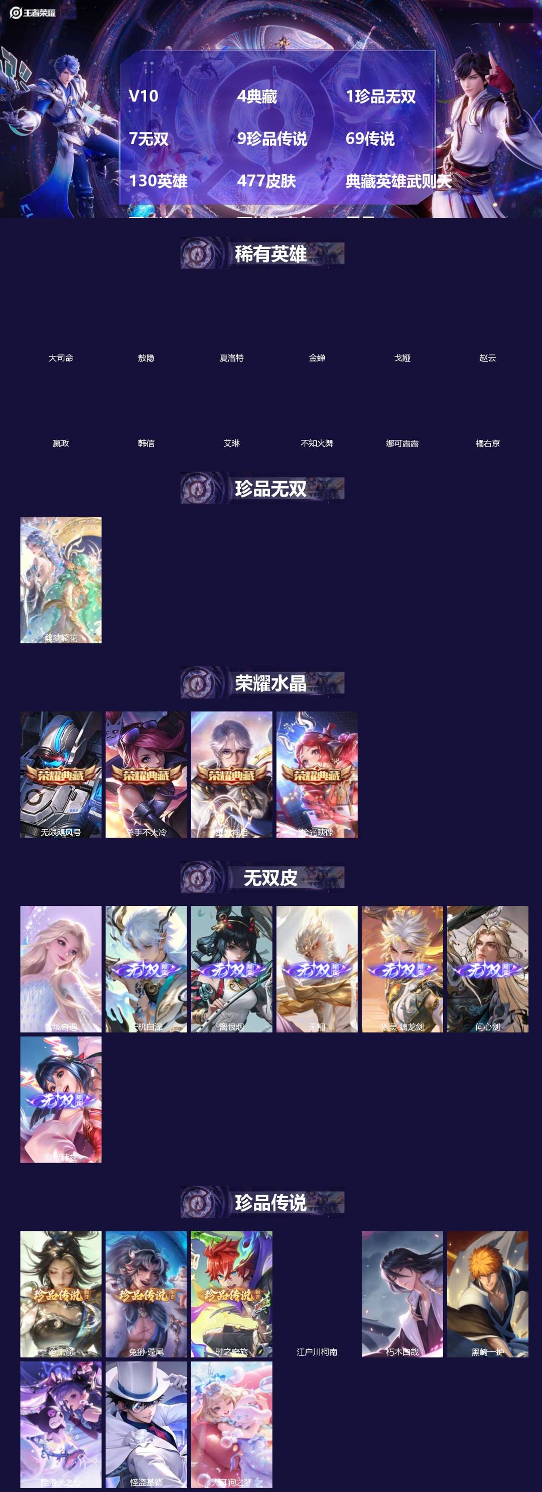王者荣耀账号苹果QQ[]V10 4典藏 1珍品无双 7无双 9珍品传说 69传说 130英雄 477皮肤 典藏英雄武则天 可二次 可修改实名 男号 信誉分低于350
【英雄全皮】司空震全皮,苏烈全皮,廉颇全皮,梦奇全皮,