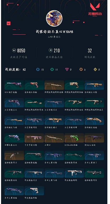 WWQLX443044无畏契约账号详情图2