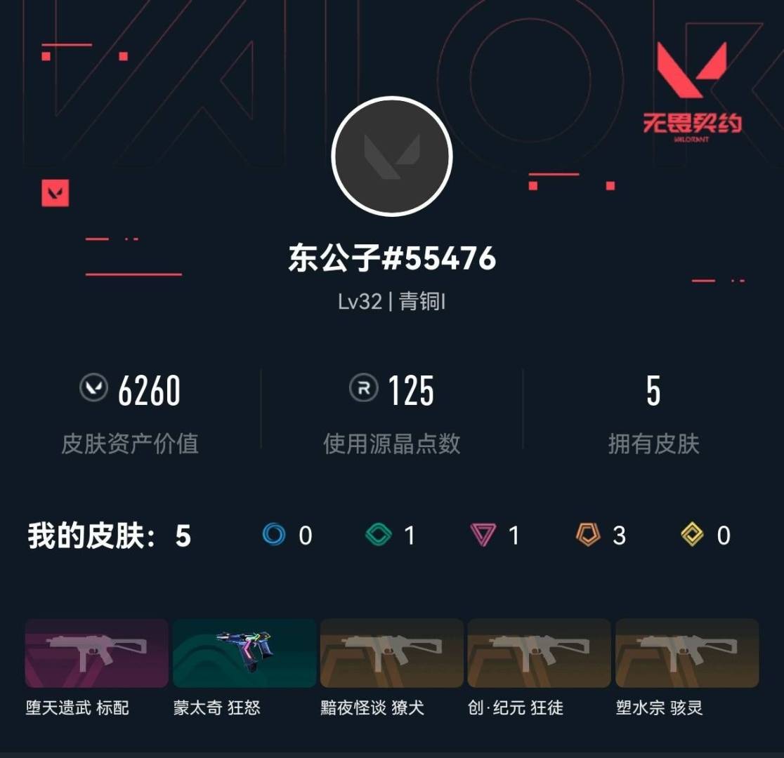 不可二次实名 是本人 3传奇 皮肤资产价值:6260 段位:青铜 1卓越 [武器皮肤]骇灵-塑水宗,獠犬-黯夜怪谈,狂徒-创·纪元,标配-堕天遗武,蒙太奇 狂怒 [道具]V26第一幕纪念币 挂饰,H2-Oh!挂饰