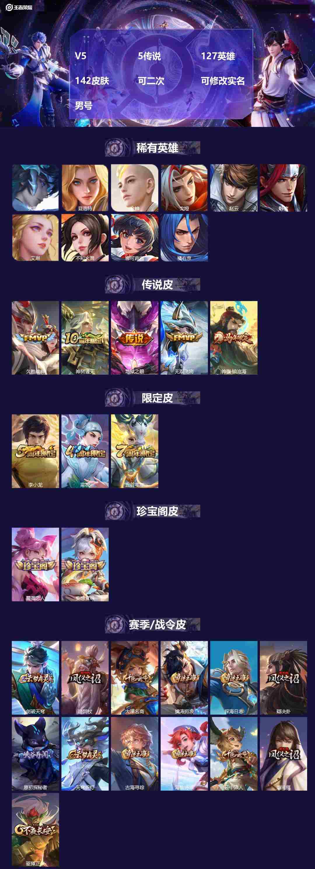 王者荣耀账号安卓QQ可二次实名,是本人,【贵族等级】V5,【段位】铂金,142皮肤,5传说皮肤,38史诗皮肤,127英雄,【皮肤】神骥·镇沧海|神树通天|地狱之眼|无双飞将|久胜战神|线条小狗-周瑜|九幽镇关|涂山容容|织梦人|龙之律动|化蝶舞|妄想食味|修罗|紫霞仙子|李小龙|无心|时之恋人-孙尚香|五谷丰年|电玩·爆裂旋风|水晶猎龙者|女仆咖啡|幽灵船长|千年之狐|鹰眼统帅|蔷薇恋人|黄金分割率|梁祝|江河有灵|节奏热浪|繁星吟游|暗隐猎兽者|水果甜心|心灵战警|鬼剑武藏|箭羽风息|圣诞狂欢|德古拉伯爵|金属风暴|圣诞恋歌|舞动绿茵|偶像歌手|皇家上将|绅士熊喵|摇滚巨星|舞狮寰|班班快跑|溯影追猎|鹤鸣心笺