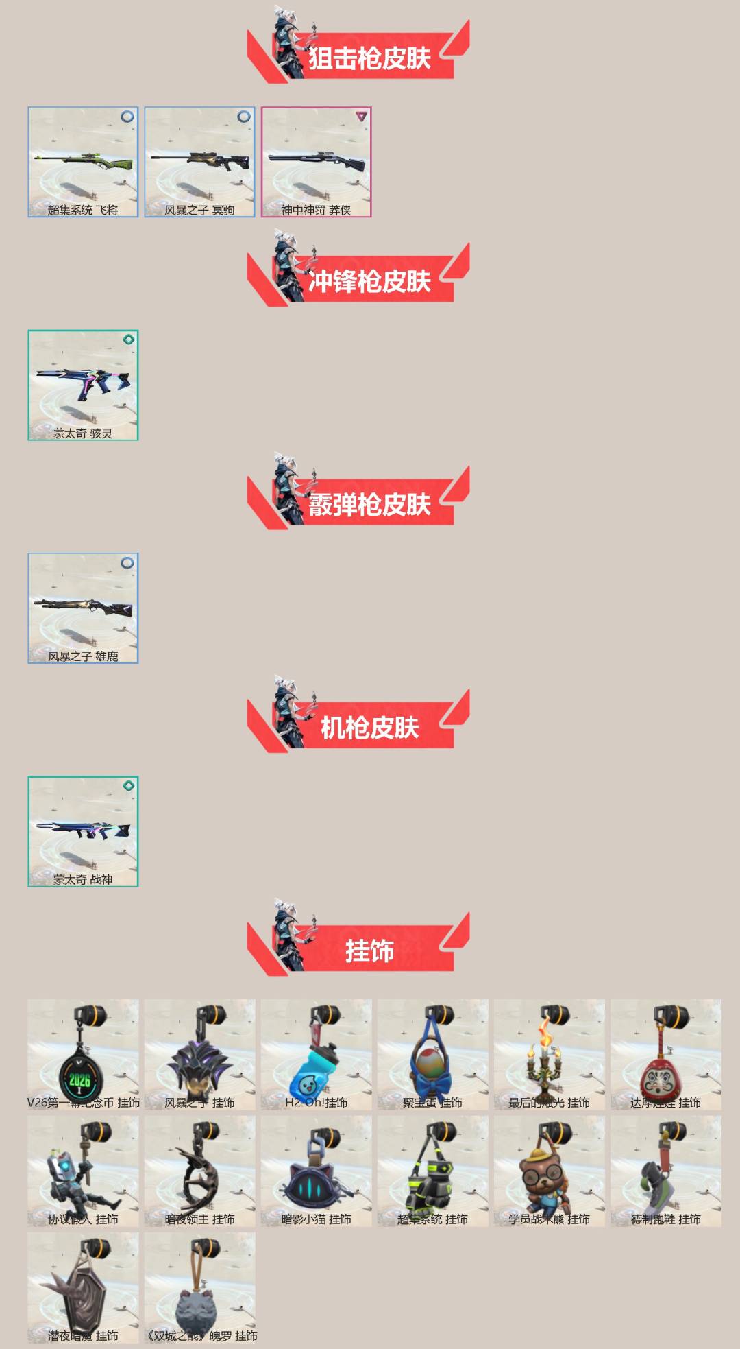不可二次实名 是本人 段位:白银 3卓越 4传奇 2终极 皮肤资产价值:13810 [武器皮肤]鬼魅-源能者娱乐系统,蒙太奇 战斧,穿花蝴蝶-黑市,正义-奇点,幻影-源能者娱乐系统,狂徒-混沌序曲,幻影 异鳞魔蛇,狂徒-盖亚的复仇,莽侠 神中神罚,风暴之子 正义,超集系统 标配,蒙太奇 狂怒,蒙太奇 骇灵,风暴之子 雄鹿,蒙太奇 幻影,风暴之子 戍卫,超集系统 狂徒,超集系统 飞将,风暴之子 冥驹,蒙太奇 战神 [道具]V26第一幕纪念币 挂饰,风暴之子 挂饰,H2-Oh!挂饰,聚宝蛋挂饰,最后的烛光挂饰,达摩娃娃挂饰,协议假人 挂饰,暗夜领主挂饰,暗影小猫挂饰,超集系统 挂饰,学员战术熊挂饰