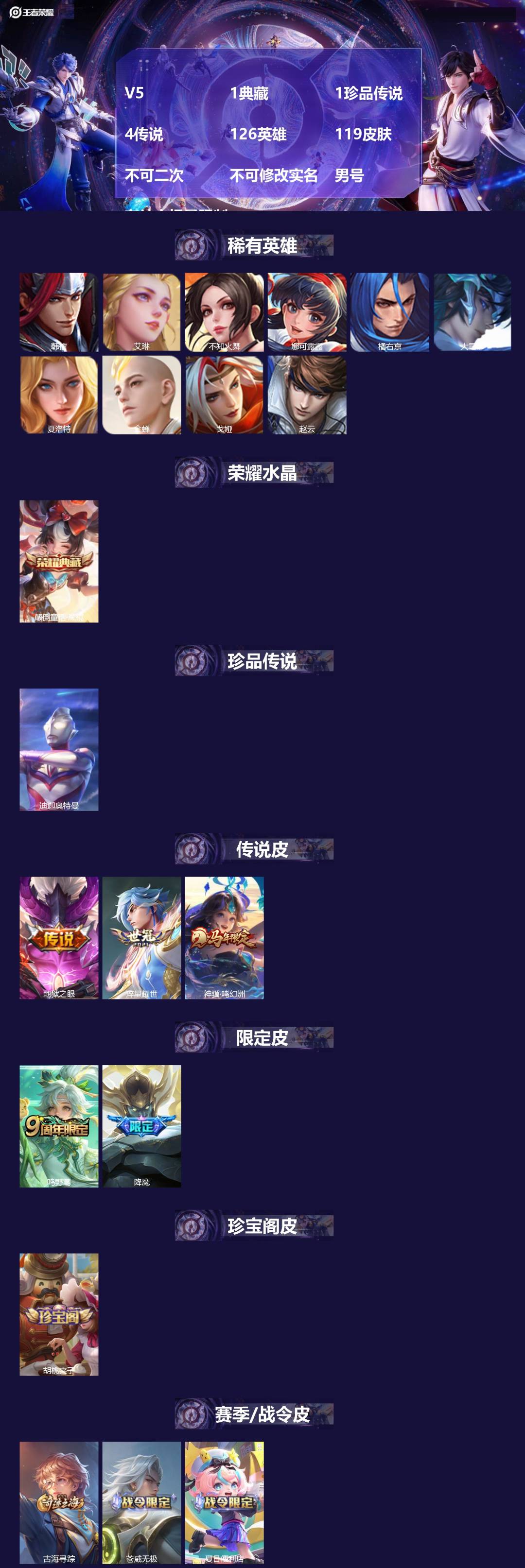 WZMMN4637117王者荣耀账号详情图3 WZMMN4637117王者荣耀账号详情图3