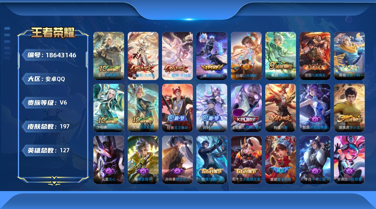 WZQM4300810王者荣耀账号详情图14