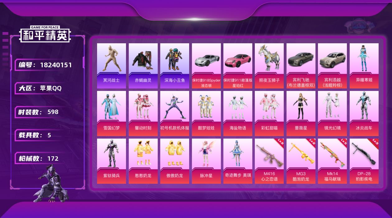 和平精英账号苹果QQ[18240151]15粉装 12特效枪 5载具 15印记 可二次 可修改实名 
【热门装扮】奇迹舞