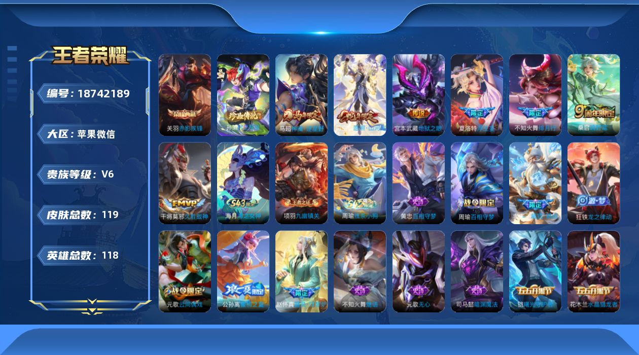 WZQM4310190王者荣耀账号详情图14