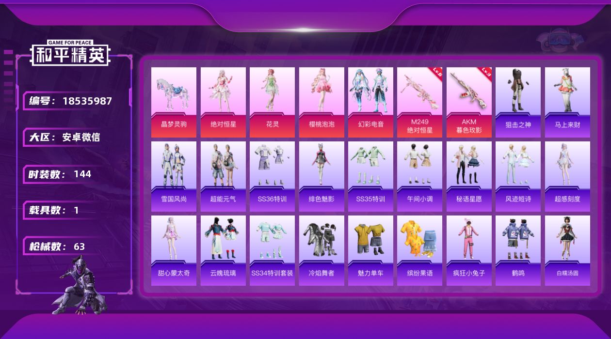 和平精英账号安卓微信[18535987]4粉装 2特效枪 1载具 2印记 可二次 可修改实名 
【热门装扮】樱桃泡泡,幻