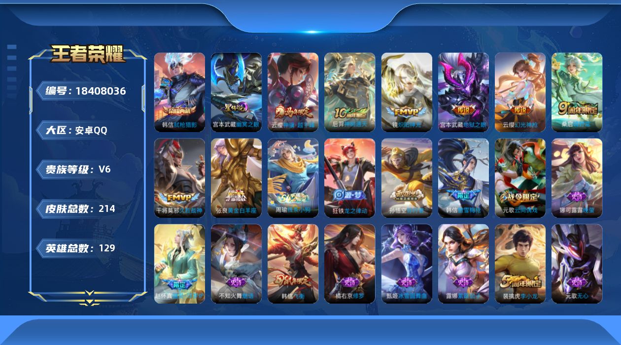 WZQM4290711王者荣耀账号详情图14