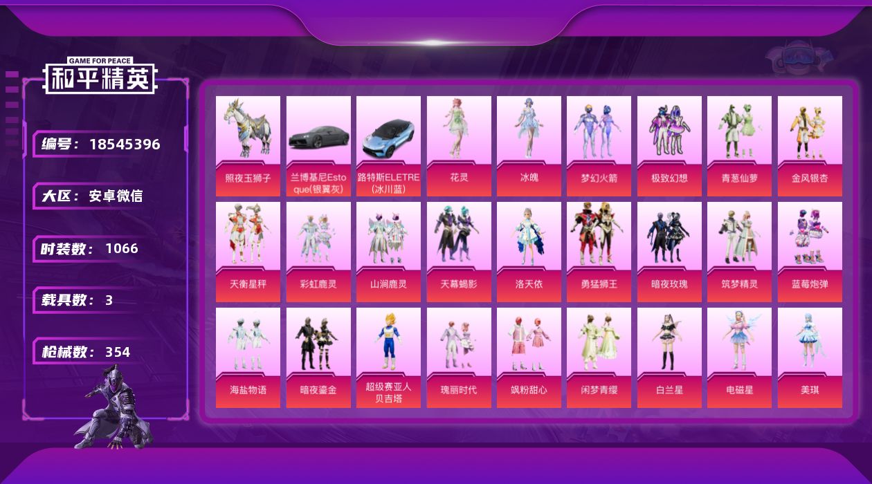 和平精英账号安卓微信[18545396]34粉装 9特效枪 3载具 21印记 可二次 可修改实名 
【热门装扮】奇迹舞步